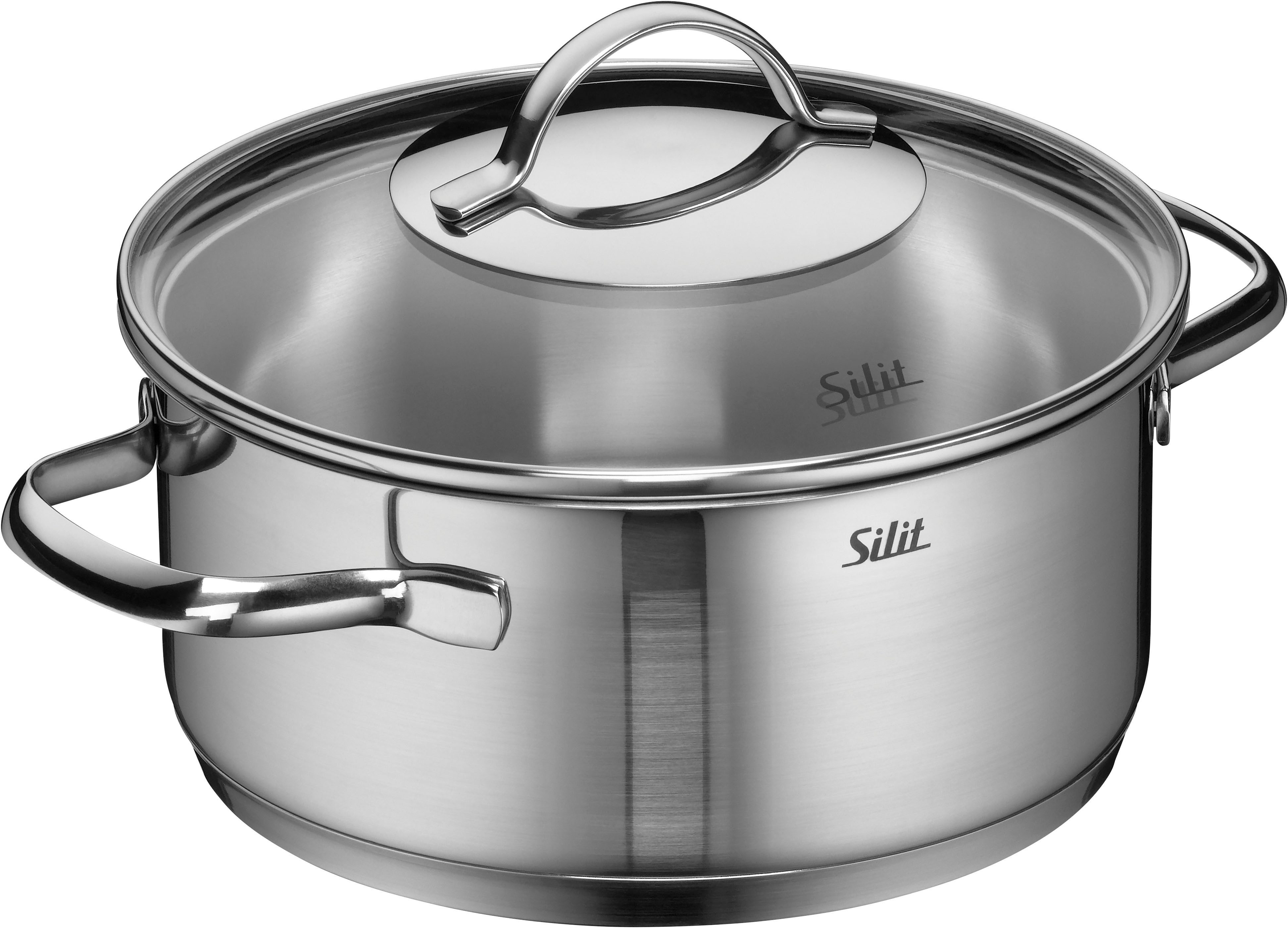 Silit Bratentopf Achat, Edelstahl 18/10 (2-tlg), rostfrei, Silitherm-Allherdboden, induktionsgeeignet