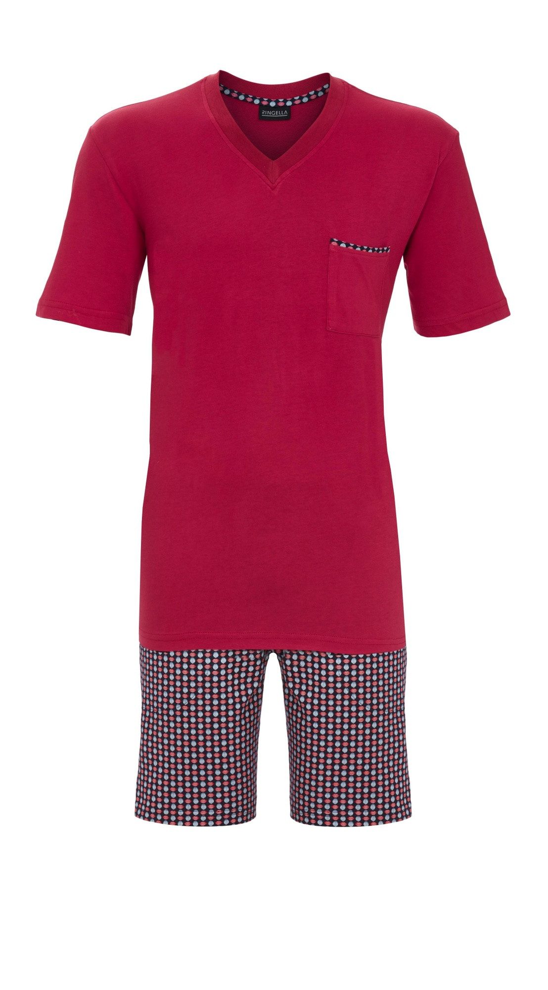 Ringella Shorty mit V-Ausschnitt und gemusterter Hose mit Seitentaschen (2 tlg) Reine Baumwolle