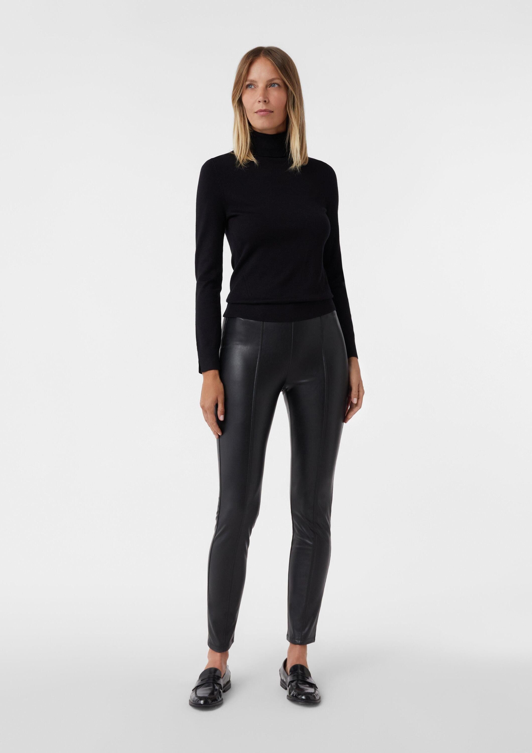 comma Chinos Hose Leggings mit Ziernähten aus Lederimitat