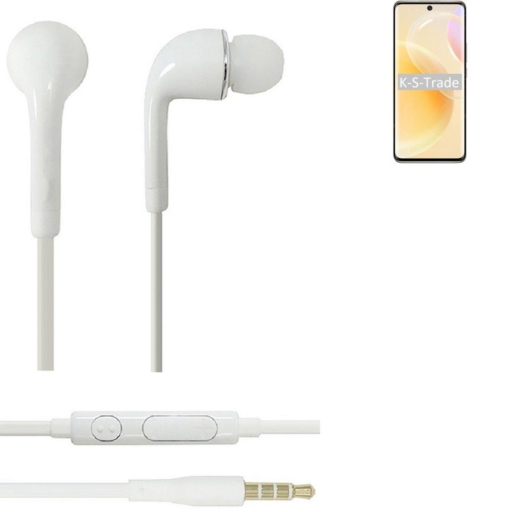 K-S-Trade für Huawei nova 8 International Version In-Ear-Kopfhörer (Kopfhörer Headset mit Mikrofon u Lautstärkeregler weiß 3,5mm)