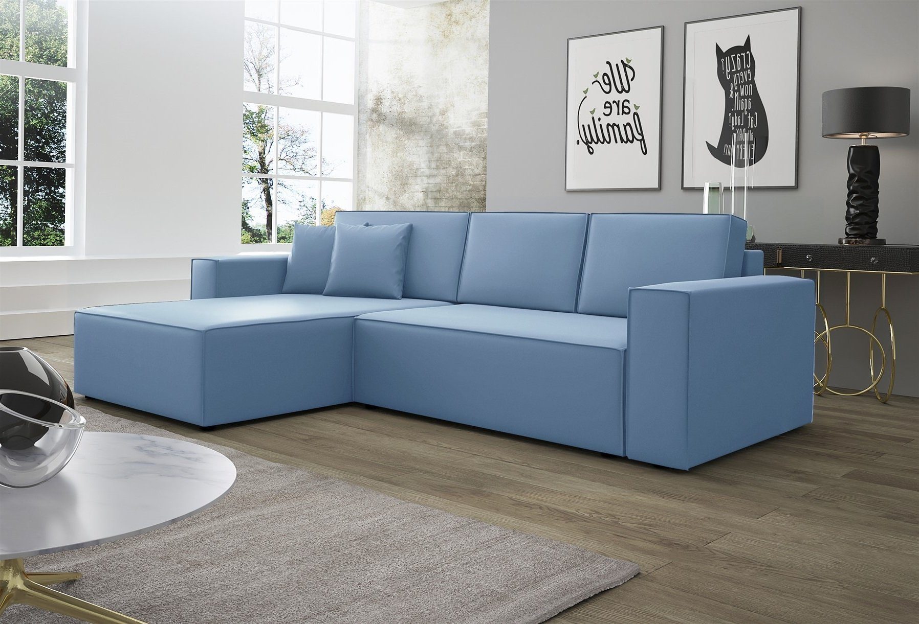 Fun Möbel Ecksofa Ecksofa Schlafsofa Sofa CONOR Stoff oder Kunstleder, inkl. Schlaffunktion
