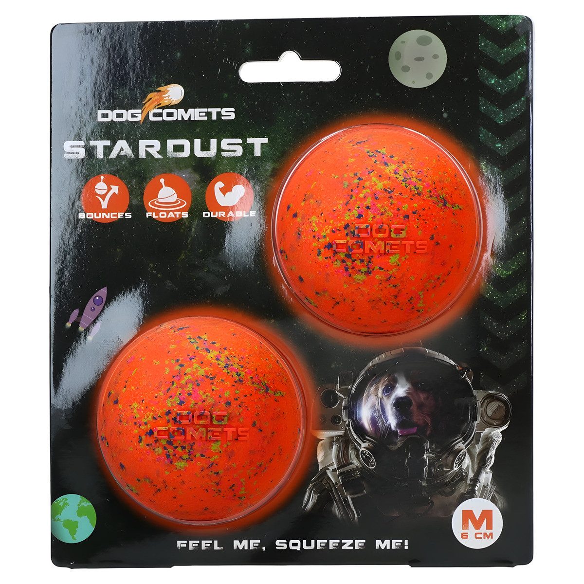 Dog Comets Tierball Hundespielzeug Stardust orange - 2er Pack