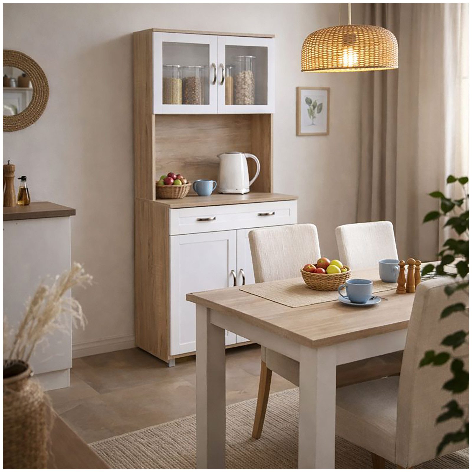 HTI-Living Hochschrank Küchenbuffet Sonoma/Weiß Blanca (Stück, 1-St., 1 Sch günstig online kaufen