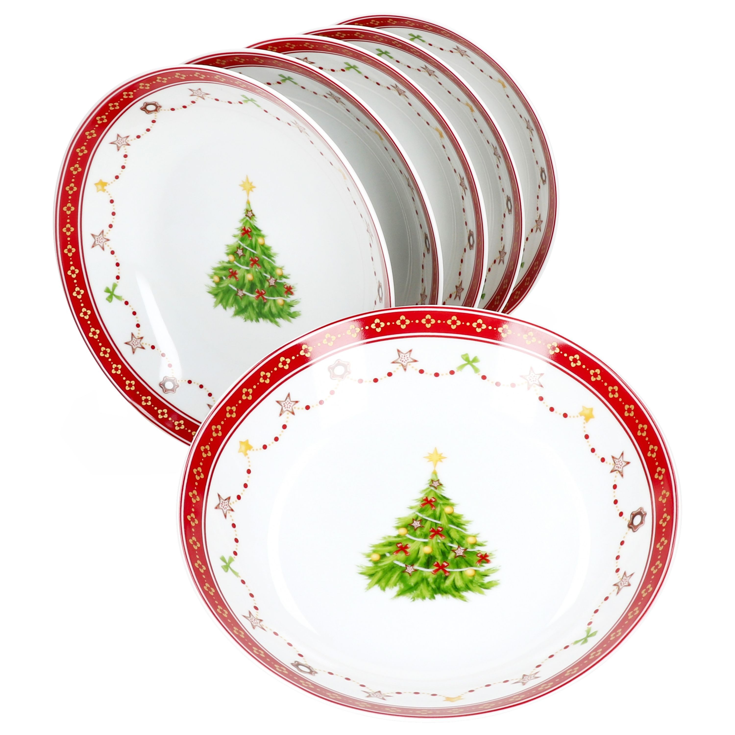 MamboCat Suppenteller 6x Weihnachtstraum Suppenteller 400ml tiefe Teller Pasta Weihnachten, Weihnachtsgeschirr, Advent, Weihnachtsset, Geschirr