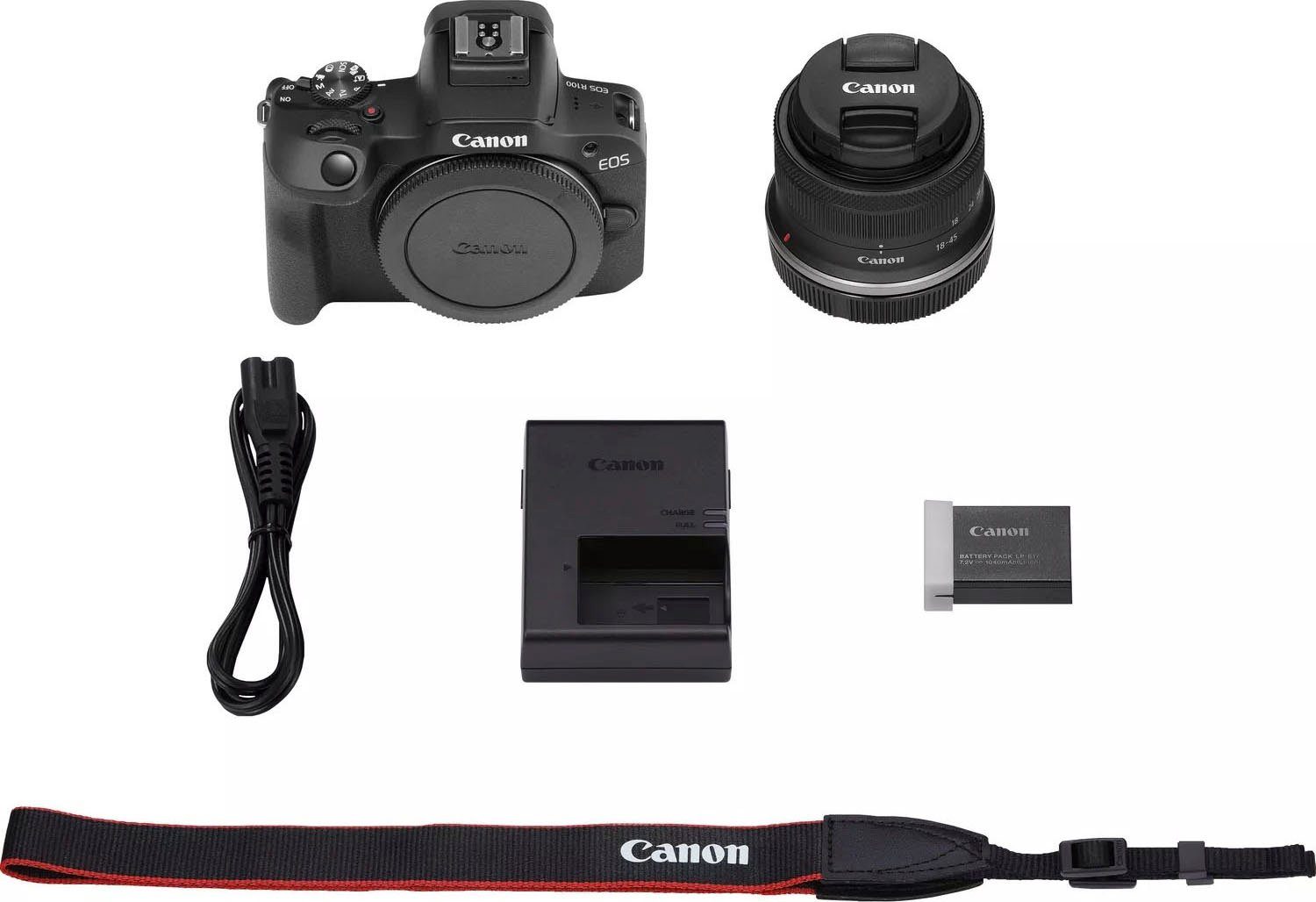 Canon Bluetooth, R100 24,1 MP, RF-S STM WLAN) + F4.5-6.3 F4.5-6.3 Systemkamera (RF-S 18-45mm IS EOS STM, IS 18-45mm Kit