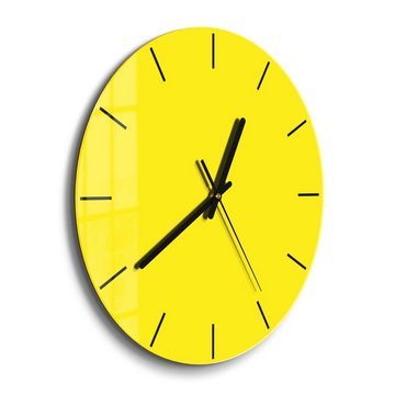DEQORI Wanduhr 'Unifarben - Gelb' (Glas Glasuhr modern Wand Uhr Design Küchenuhr)