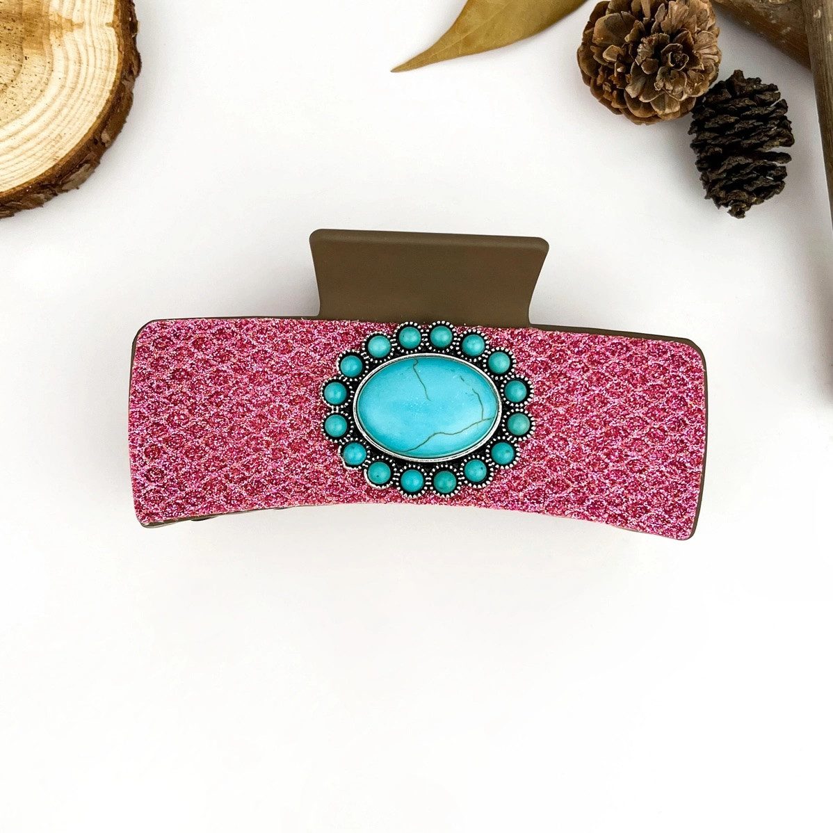 LK Trend & Style Haarspange Boho Pink Rechteck Clip, setzen Sie ein modisches Statement, Sie ist die ultimative Allrounderin, die jeden Look aufwertet