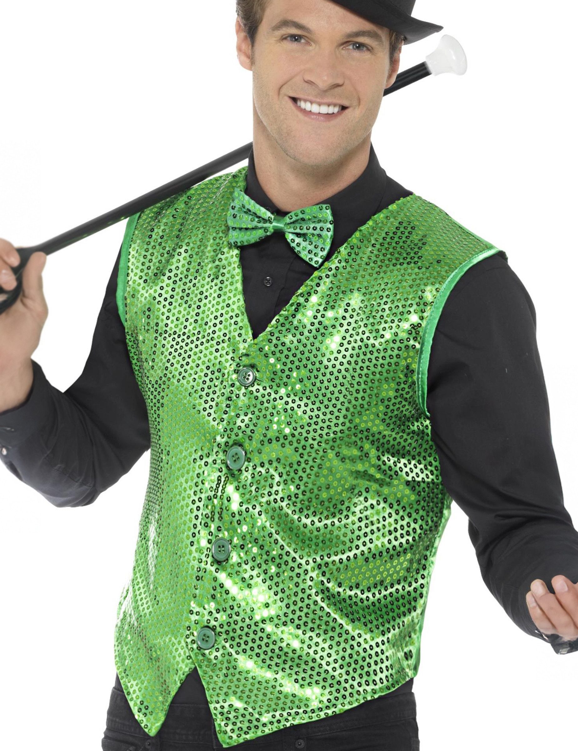Smiffys Kostüm Glitzernde Paillettenweste für Herren Discojacke grün günstig online kaufen