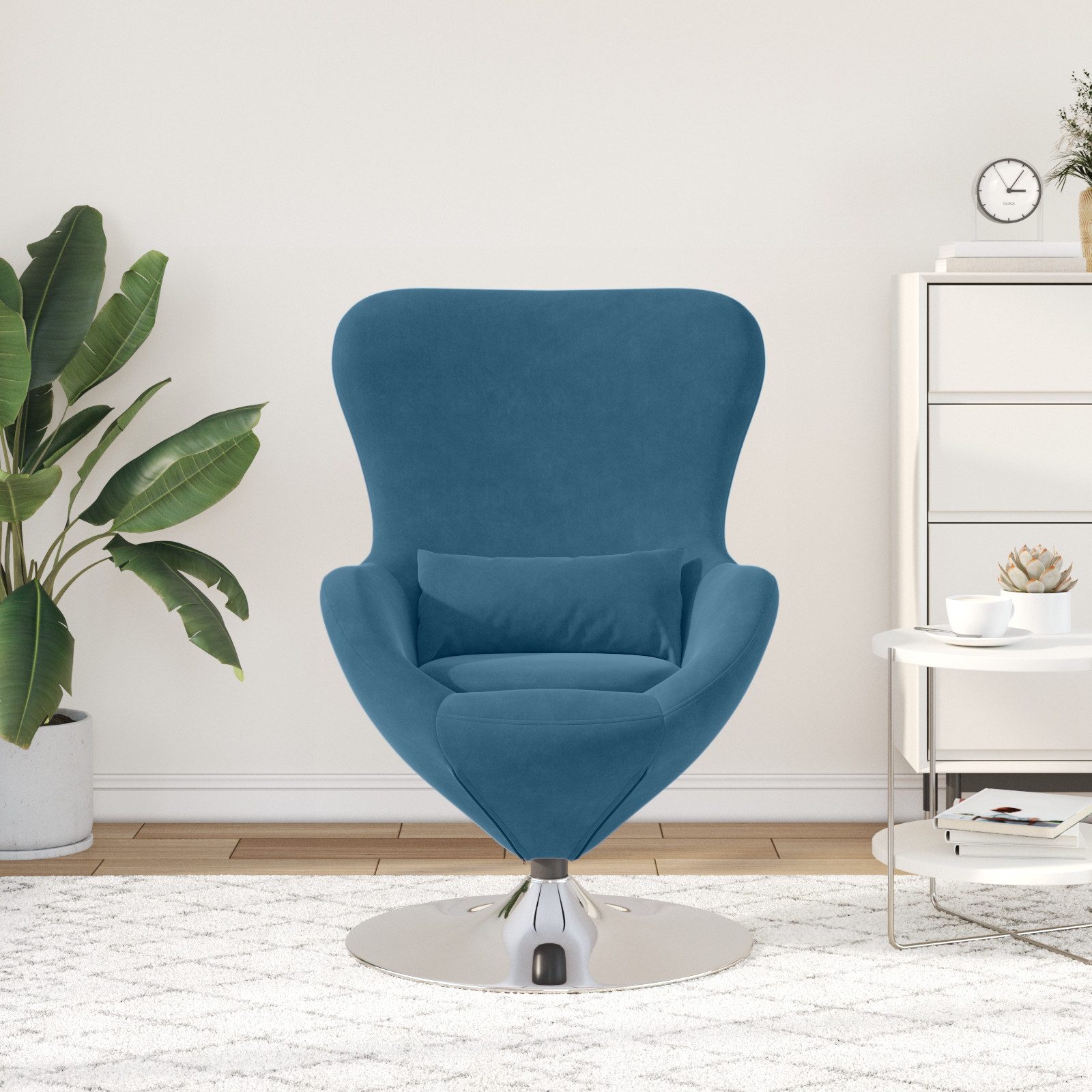 vidaXL Sessel Ei-Stuhl Blau Samt (1-St) günstig online kaufen