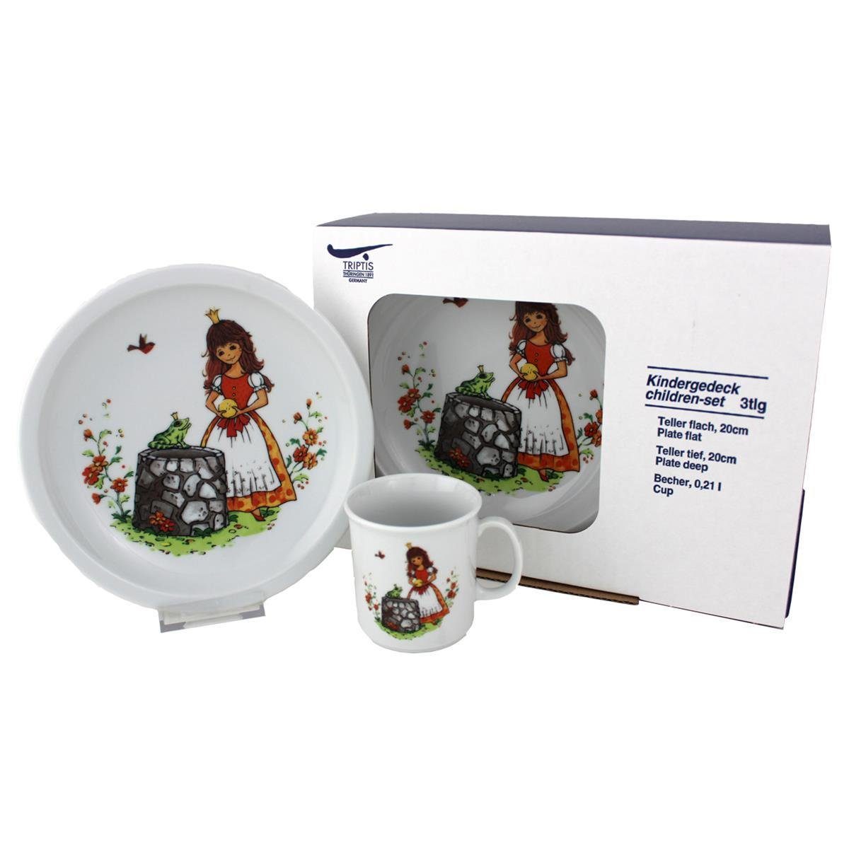 TRIPTIS® Thüringer Meisterporzellan Kindergeschirr-Set Triptis Froschkönig Kinderset 3tlg., 1 Personen, Porzellan