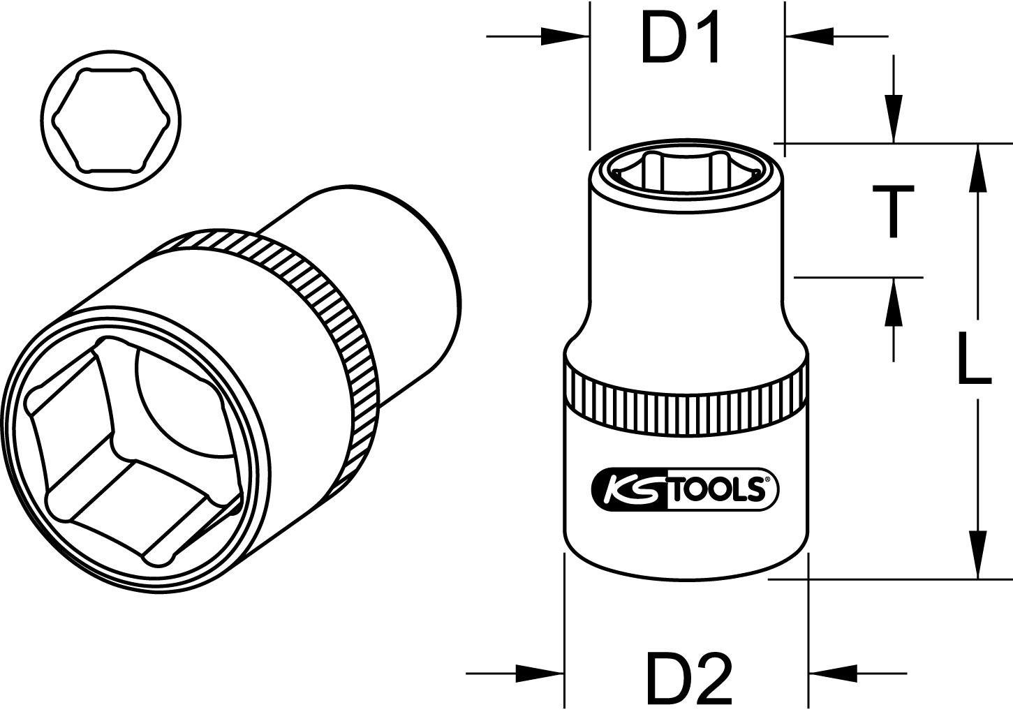 36mm Sechskant-Stecknuss, 1/2" KS Stecknuss Tools