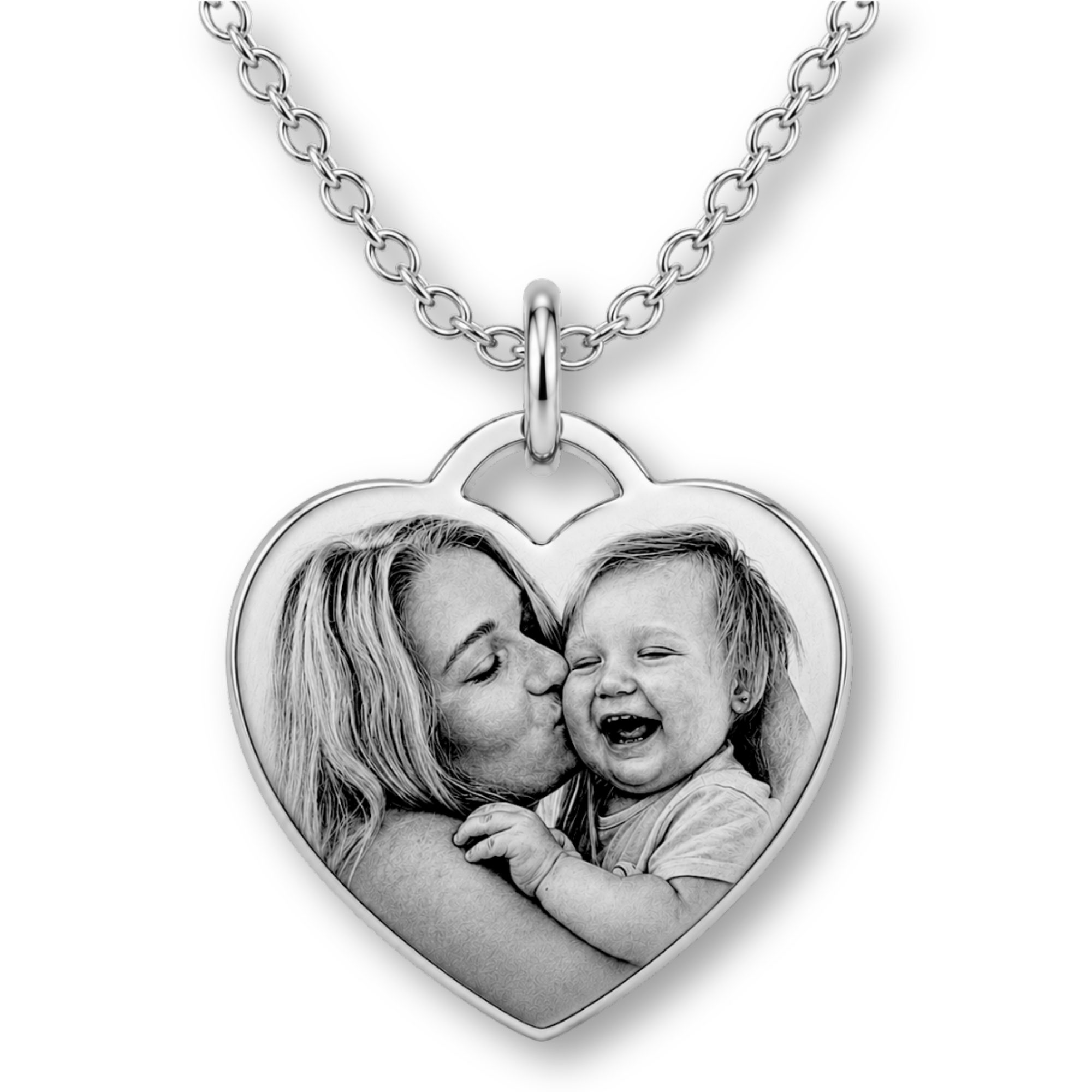 BS Schmuckdesign Kette mit Anhänger mit Gravur Foto Halskette Damen personalisiertes Geschenk Gravurkette Herzform (inkl. Gravur), personalisiert inkl. Geschenkbox