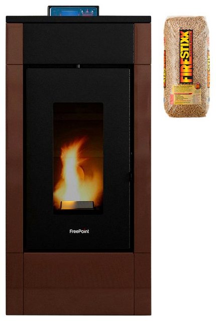 FreePoint Pelletofen EASY Stahl, 2,4 - 6,5 kW, Raumheizvermögen: 156 m³, schwarz-braun