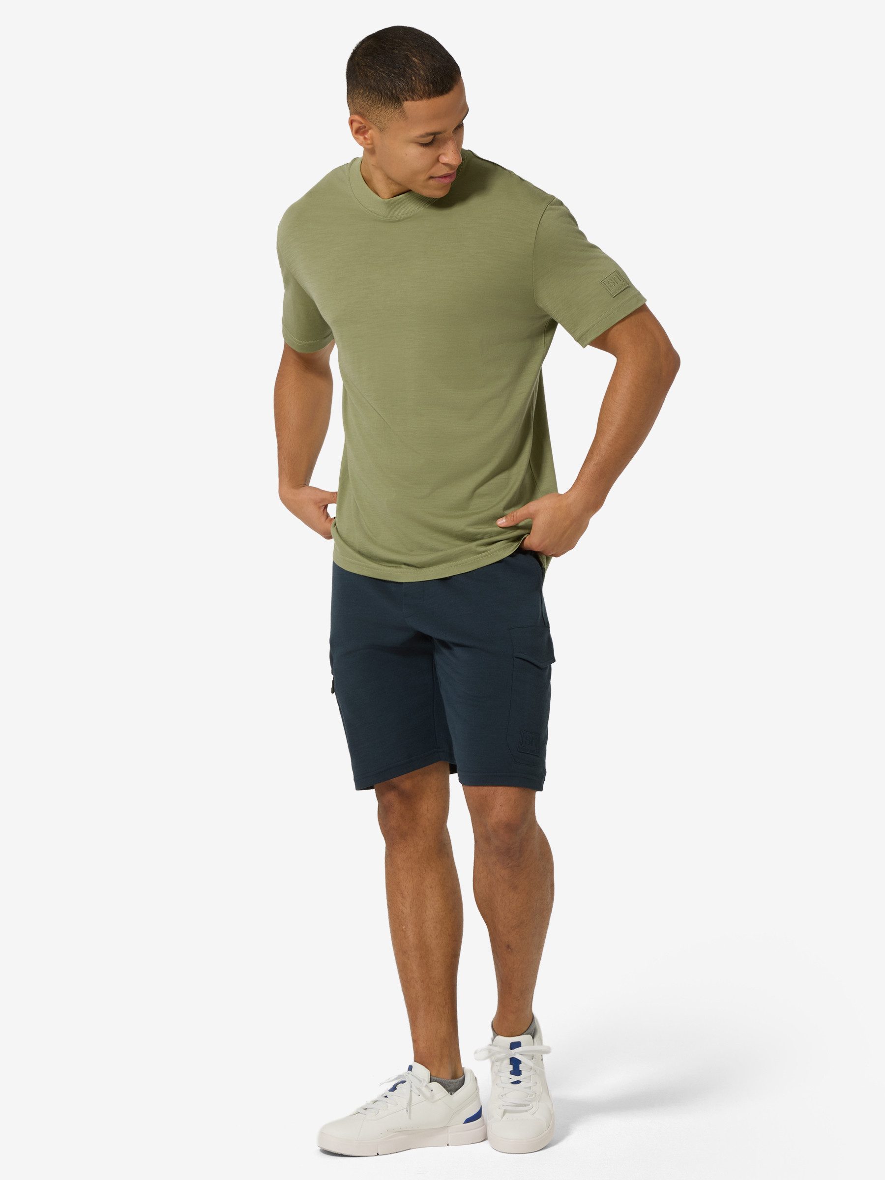SUPER.NATURAL T-Shirt für Herren, nachhaltig, Merino casual, gerippter Kragen