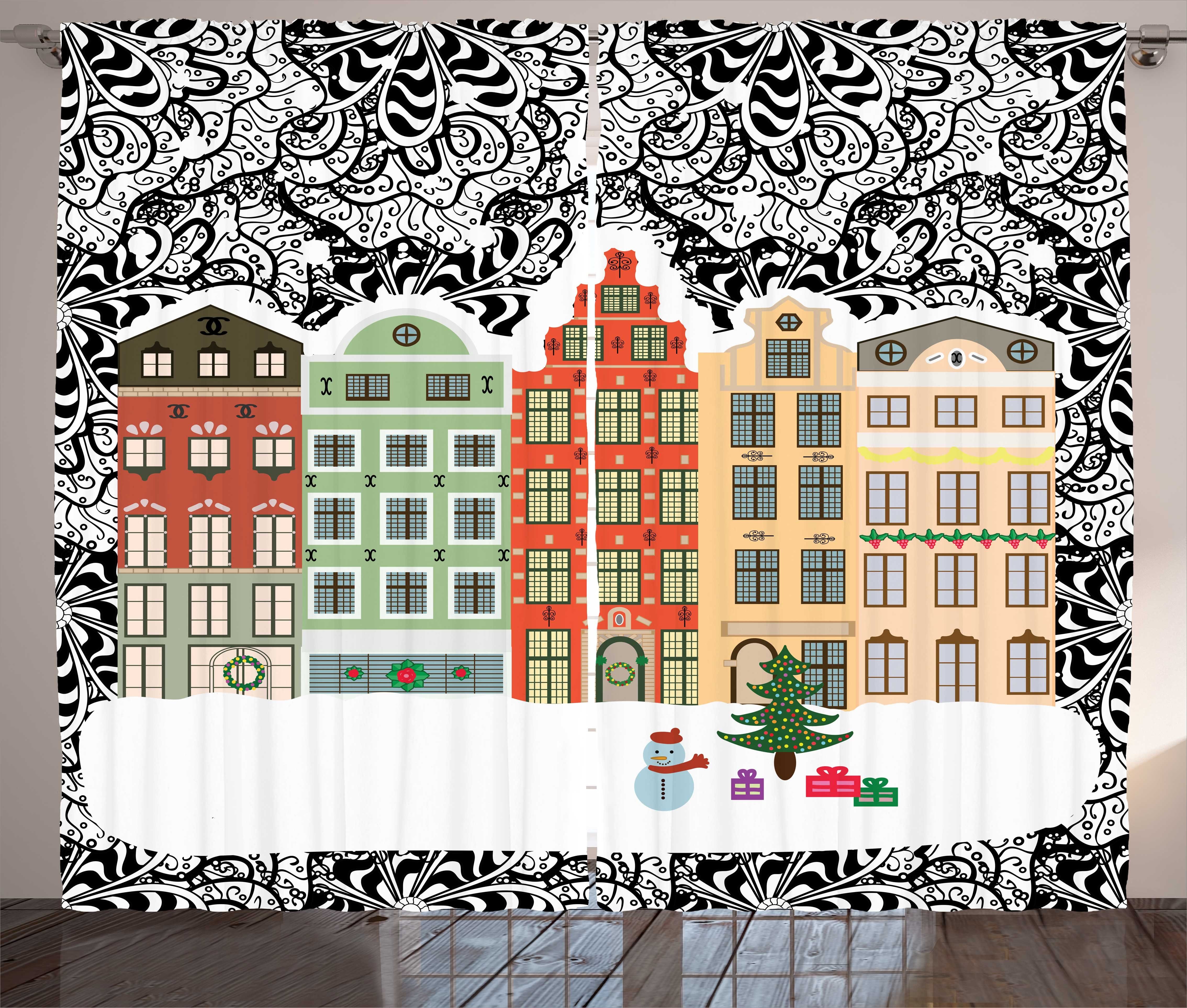 Schlafzimmer Kräuselband Haken, Abakuhaus, mit Heiligabend Europäische Schlaufen Gardine und Vorhang Stadt Winter
