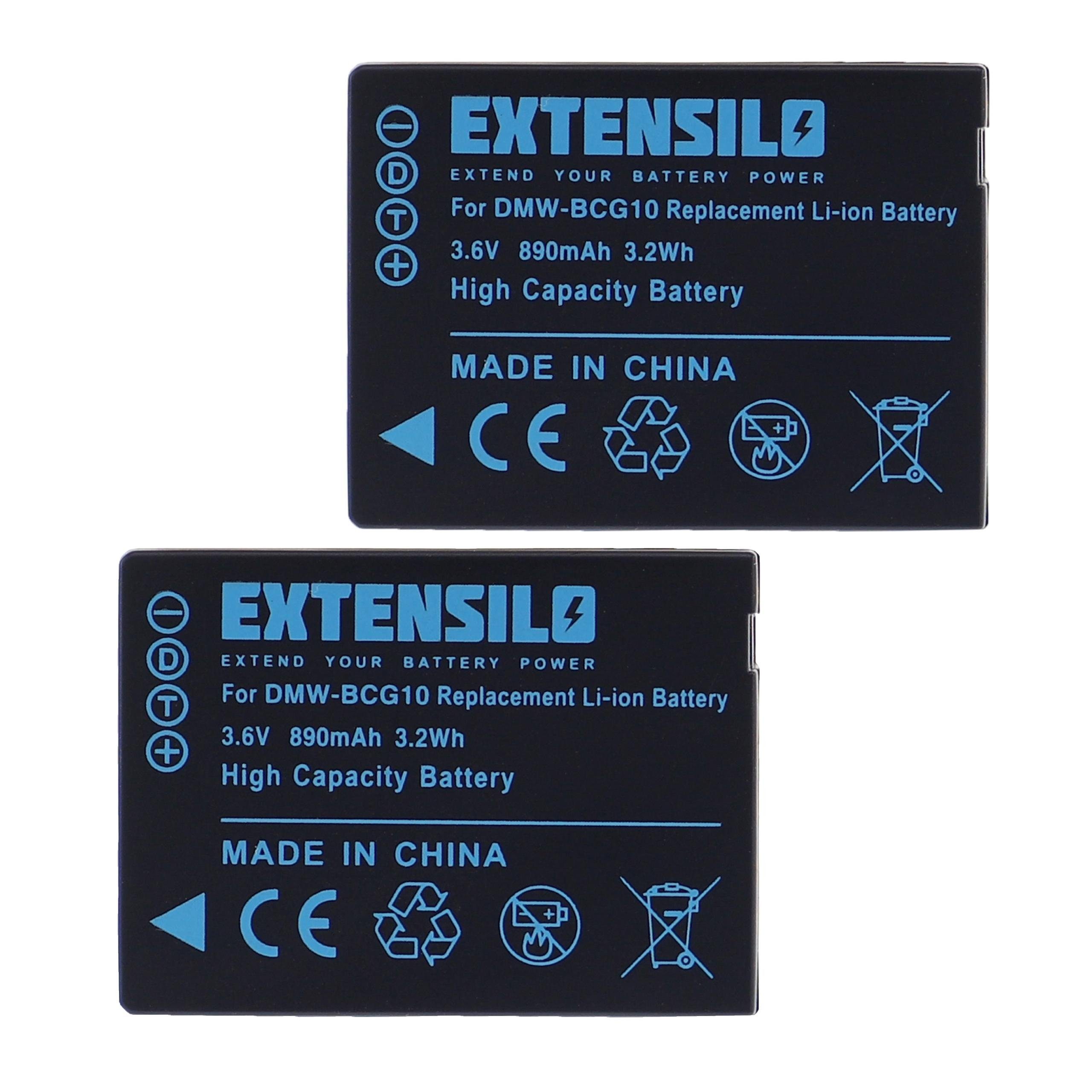 Extensilo Ersatz für Panasonic DMW-BCG10E, DMW-BCG10 für Kamera-Akku Li-Ion 890 mAh (3,6 V)