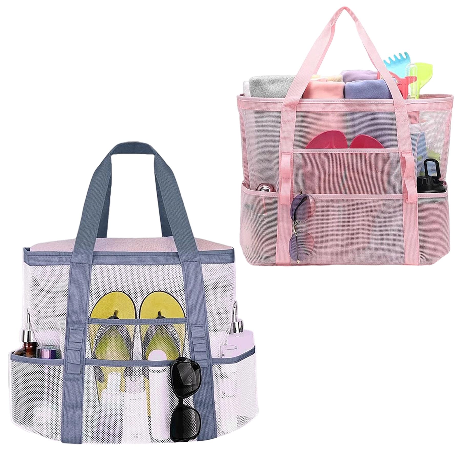 Strandtasche 2 Stück Damen Strandtasche, Familie Mesh Beach Bag