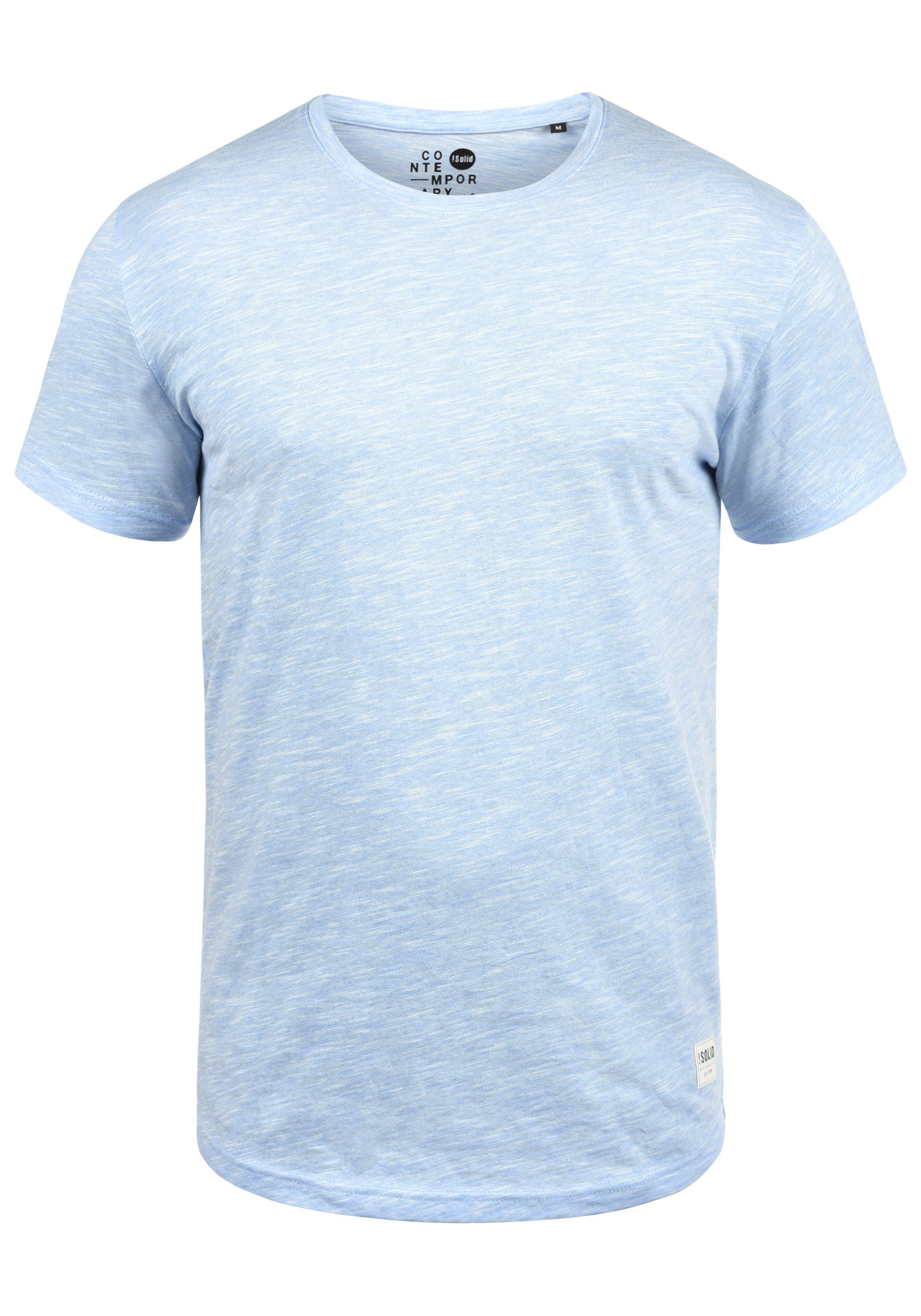 SDFigos Melierung Sky Kurzarmshirt mit (1025) !Solid Blue Rundhalsshirt