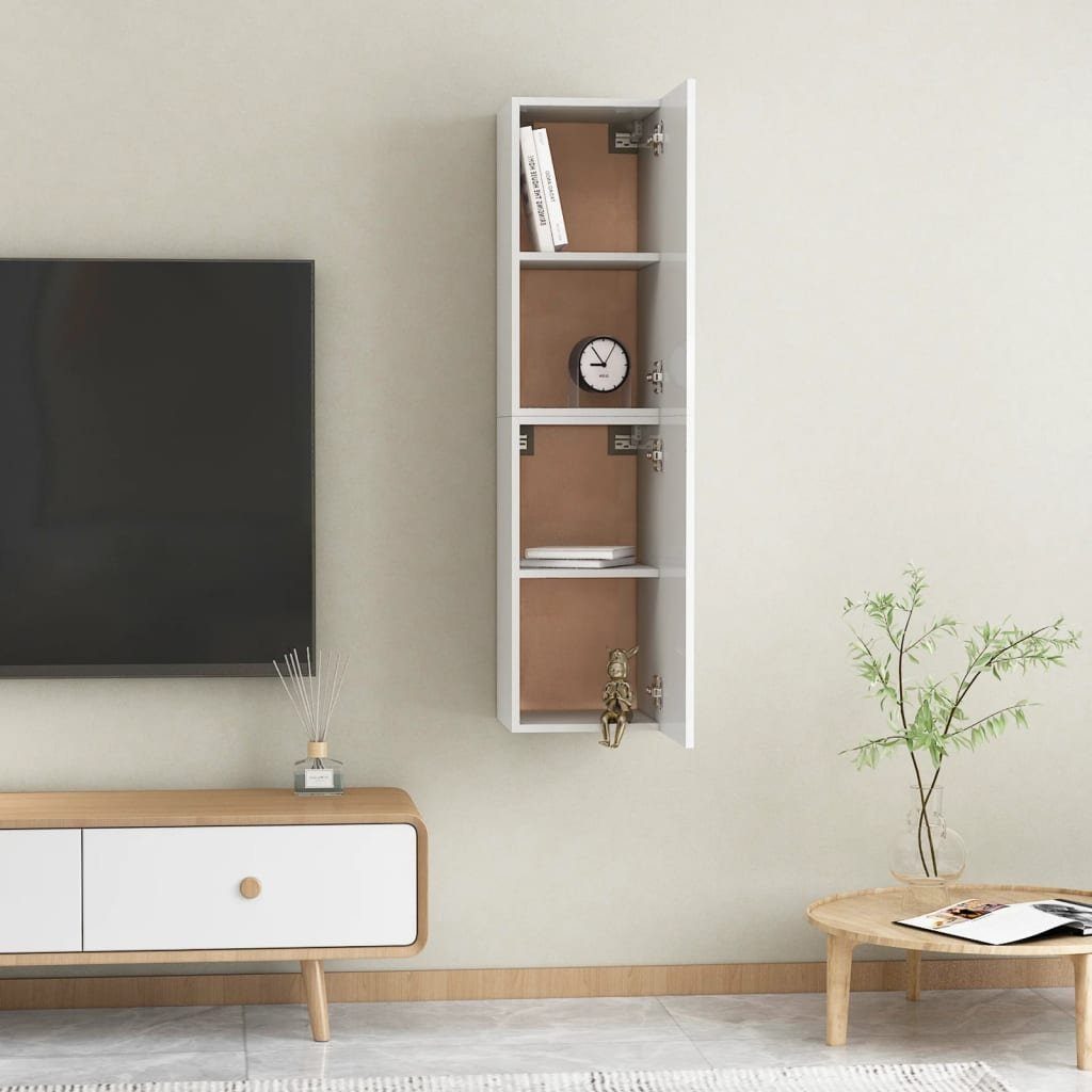 cm (2-St) vidaXL TV-Schrank Holzwerkstoff 2 TV-Schränke Hochglanz-Weiß Stk. 30,5x30x60