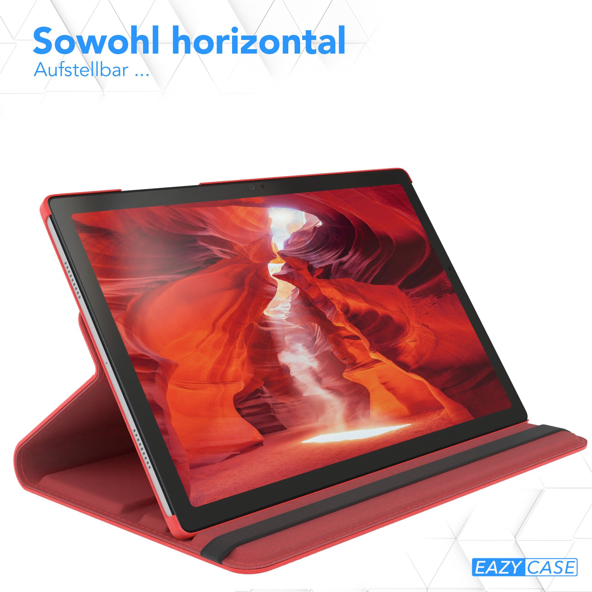 EAZY CASE Tablet-Hülle Rotation Case für Samsung Galaxy Tab A8 10.5 LTE 10,5 Zoll, Tabletcase Flipcover Smart kratzfest Hülle aufstellbar drehend Rot – Bild 4 von 5