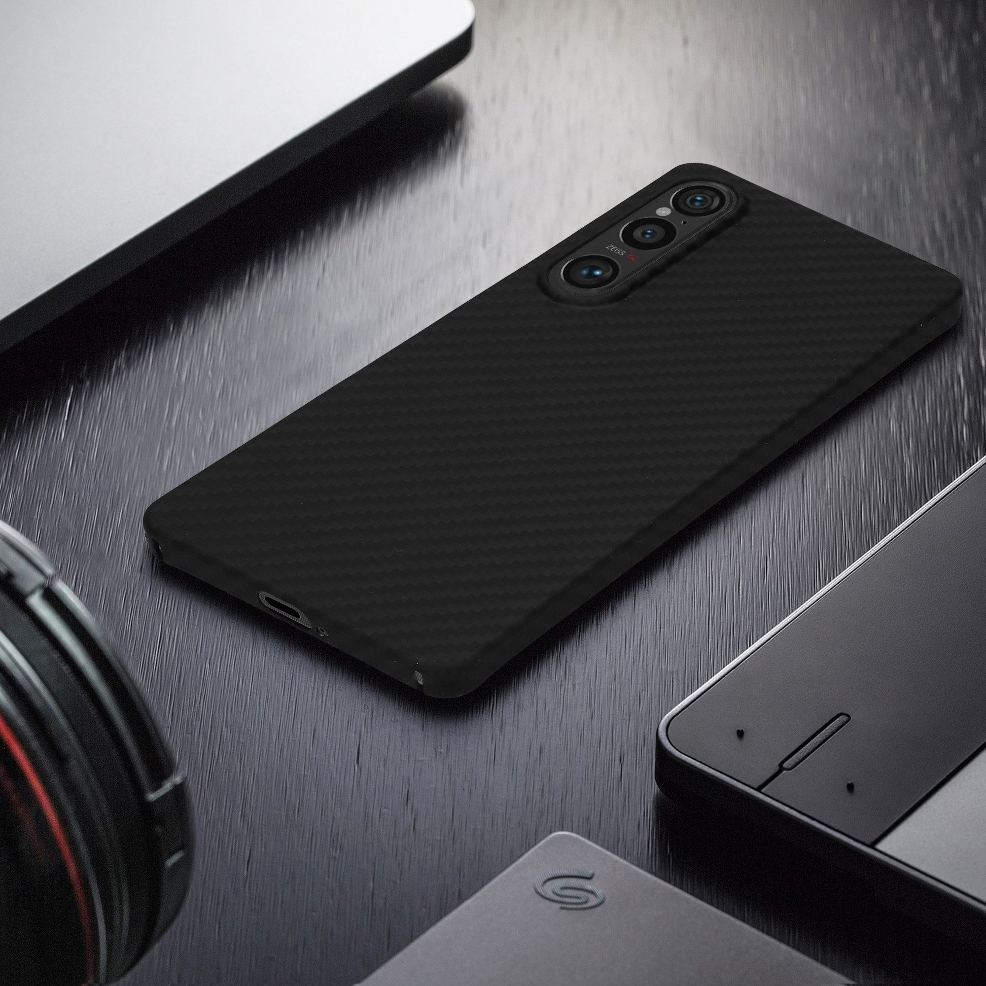 kalibri Handyhülle Hülle für Sony Xperia 1 VI, Aramid Handy Schutzhülle - Smartphone Cover Case