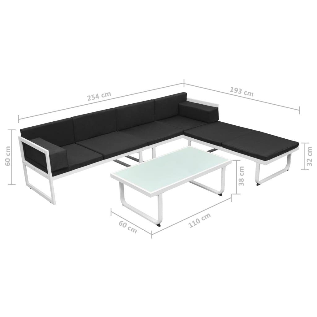 4-tlg. Auflagen Garten-Lounge-Set (4-tlg) mit Schwarz, Gartenlounge-Set Aluminium vidaXL