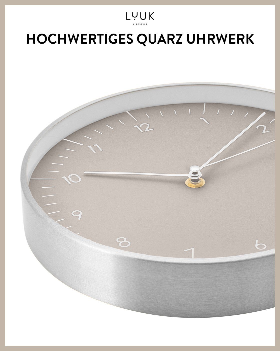 LUUK LIFESTYLE Wanduhr Helsinki (lautlos, ohne Ticken, großes Ziffernblatt, verschied. Größen)