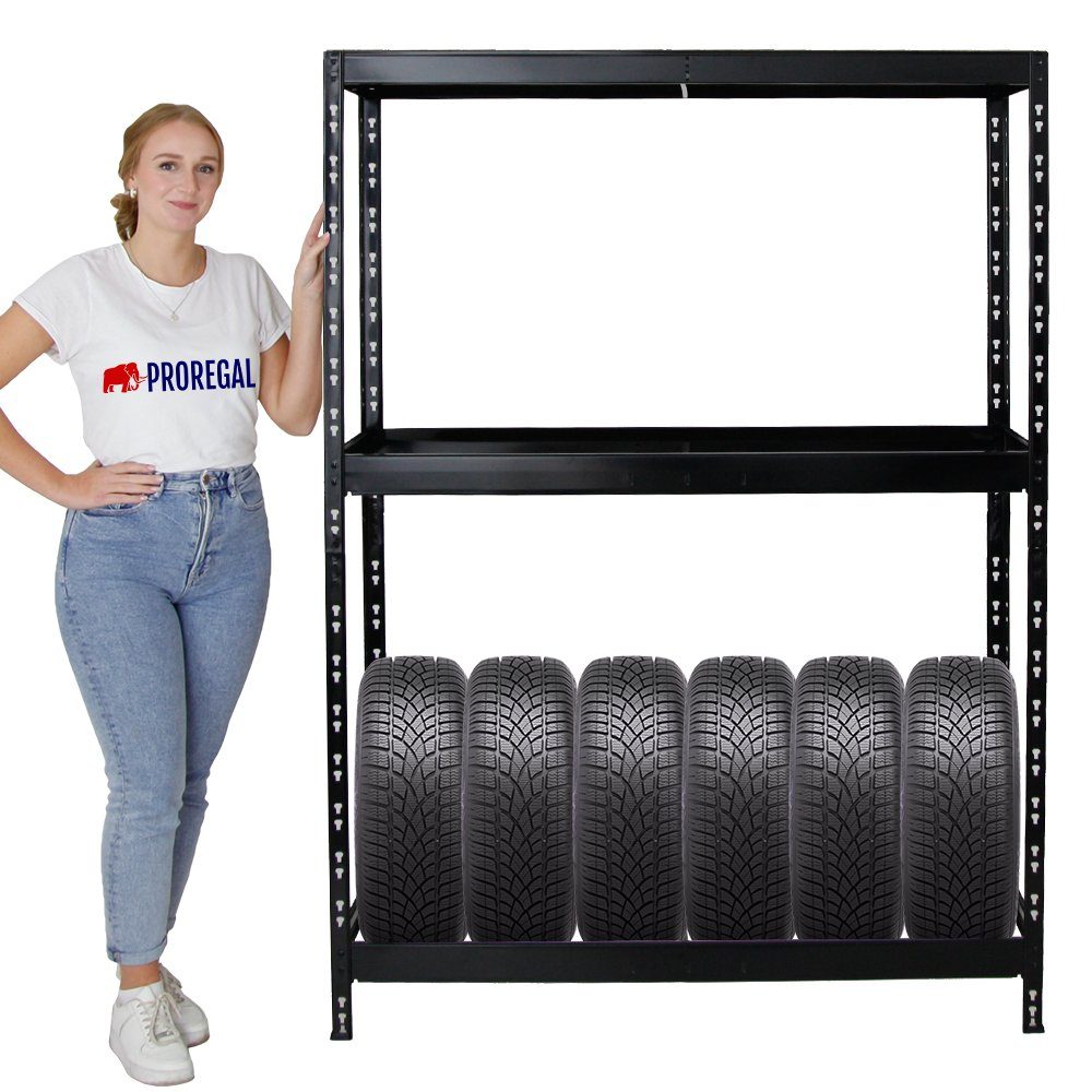 PROREGAL® Schwerlastregal Reifenregal Räderregal Garagenregal TIGER mit Ablage, Für Winterreifen Sommerreifen Allwetterreifen mit 1-3 Ablagen
