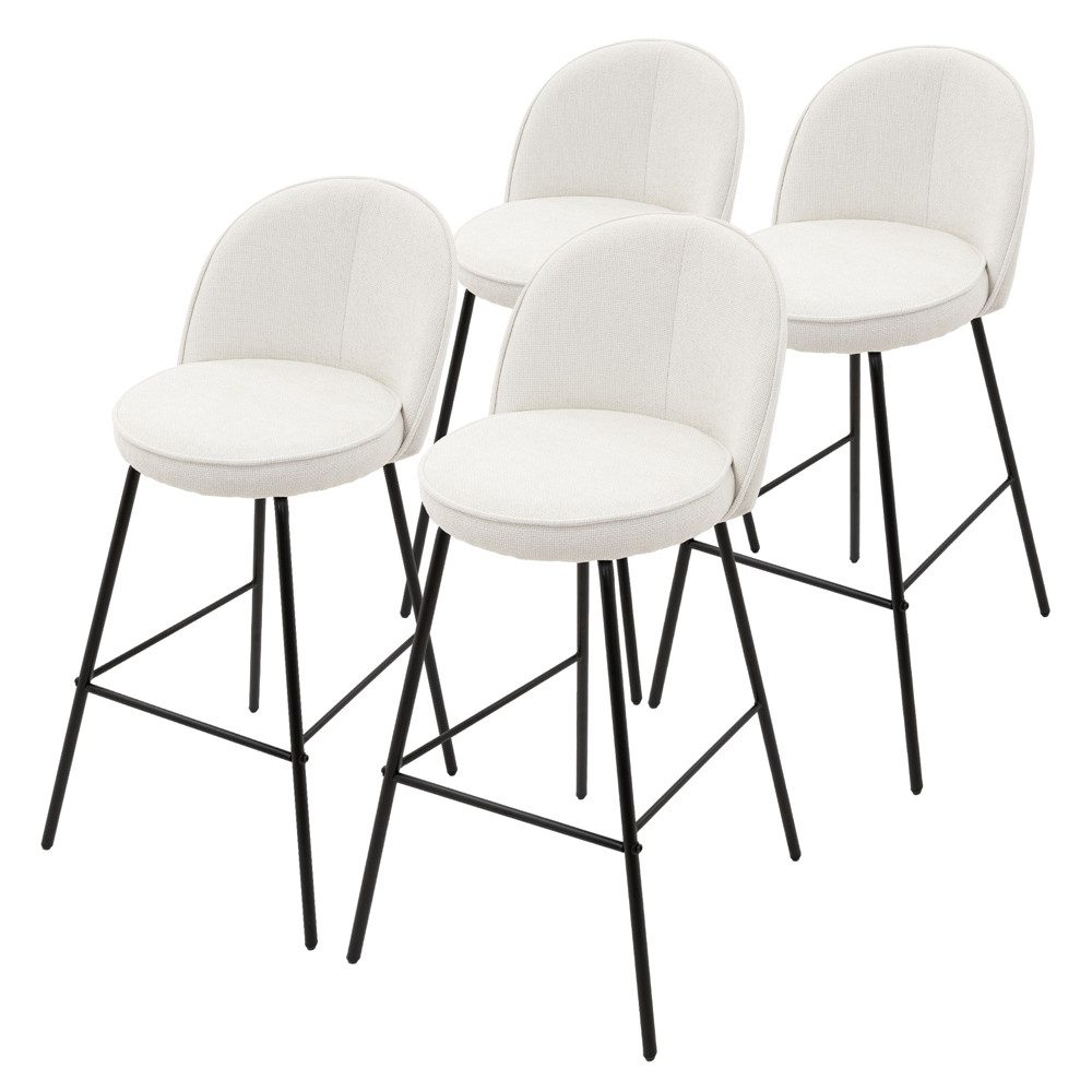 ML-DESIGN Barhocker Gepolsterter Barstuhl mit Metallgestell Rückenlehne und Fußstütze (4 St), Bistrohocker 4er Set Beige Stoffbezug Tresenhocker Küchenhocker