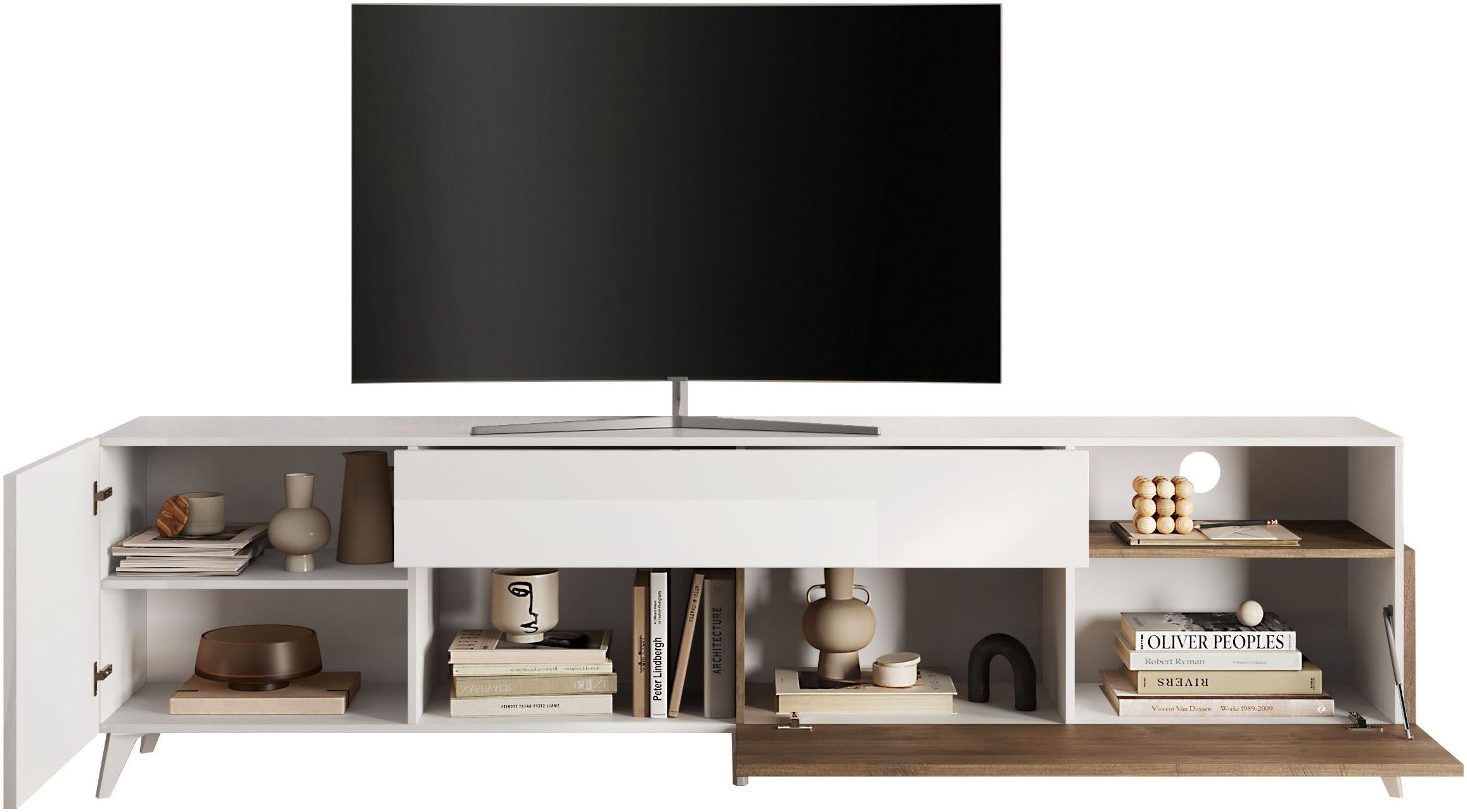 Home affaire Lowboard Monaco in Breite 241 cm, TV-Schrank mit Tür, Klappe und Schubkasten, Mediaboard – sanft schließend, edel, mit Kabelkanal, spürbar geräumig