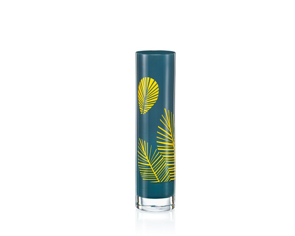 Crystalex Tischvase Vase Spring Petrol S1704 Kristallvase 240 mm (1 St., 1 x Vase), Kristall, besprüht, Aufdruck