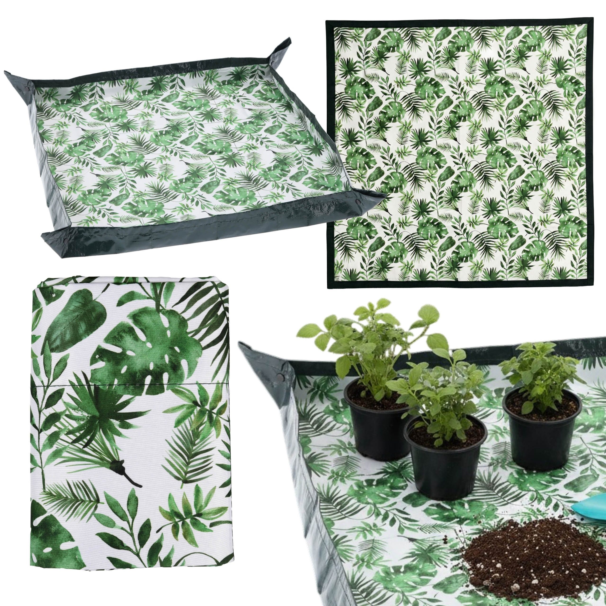 Bellushortus Gartenpflege-Set Umtopfmatte mit Druckknöpfen, wasserfest für Pflanzen 75 × 75 cm