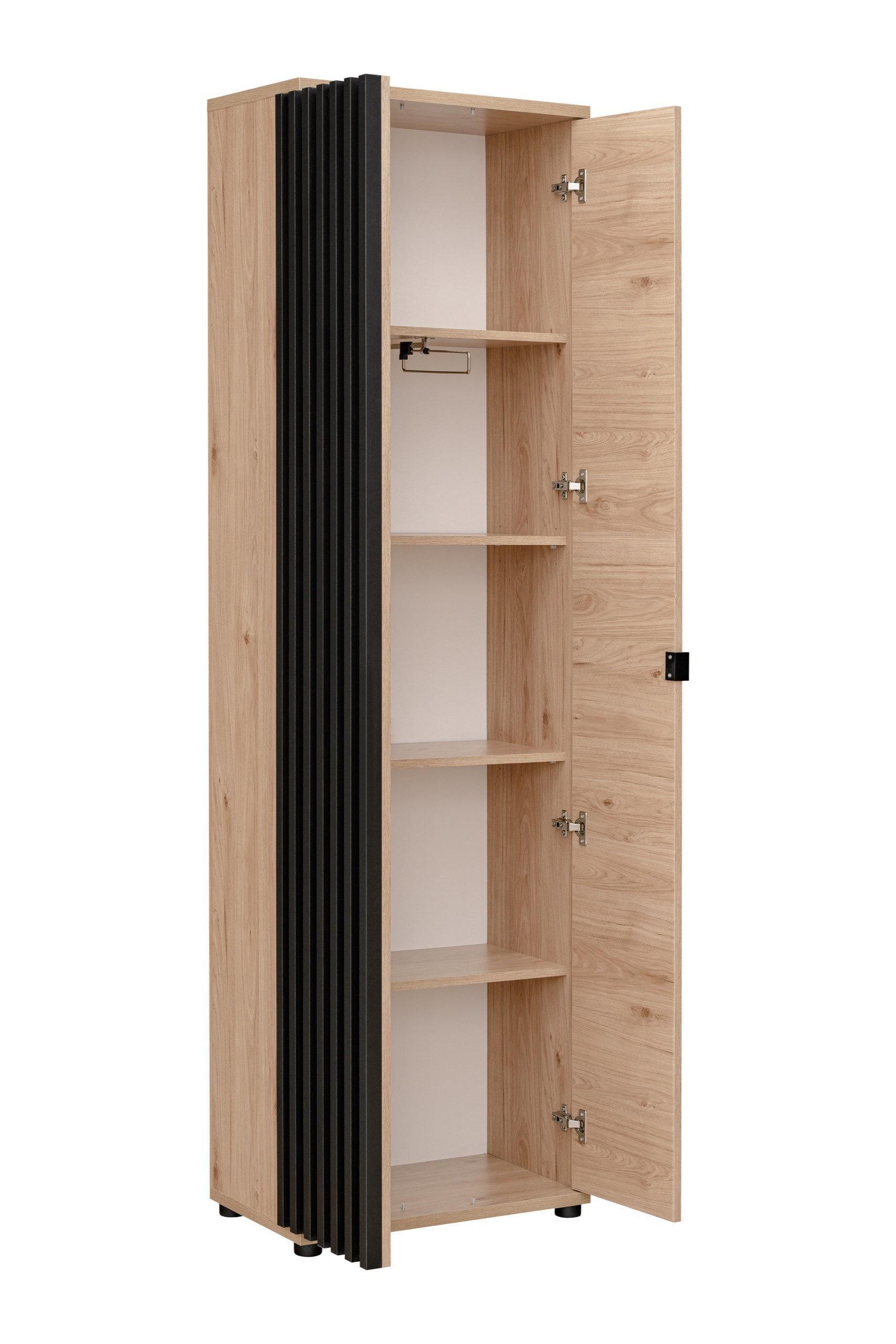 ASM-Moebel Garderoben-Set Flurgarderobe PEDRO III mit Lamellen und Spiegel, Mit Spiegel und Lamellen