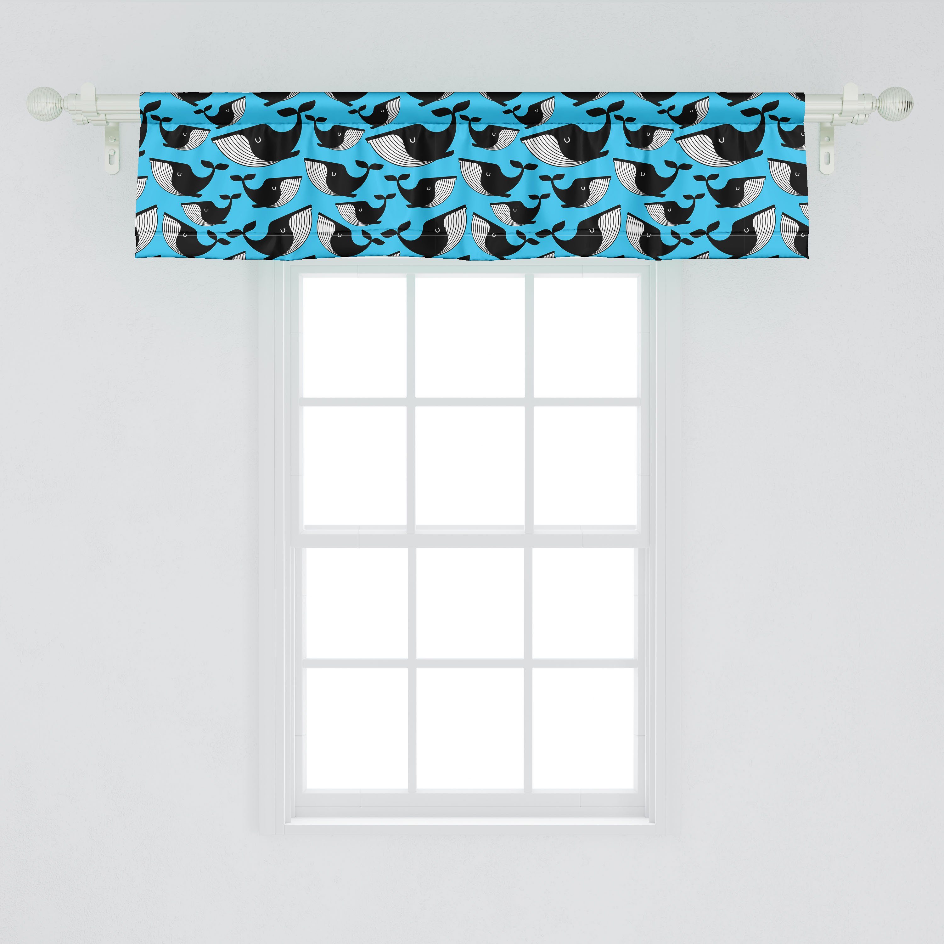Cartoon mit Scheibengardine Microfaser, Wale Tier Vorhang Zeichnung Stangentasche, Kunst Volant Abakuhaus, Dekor Schlafzimmer für Küche