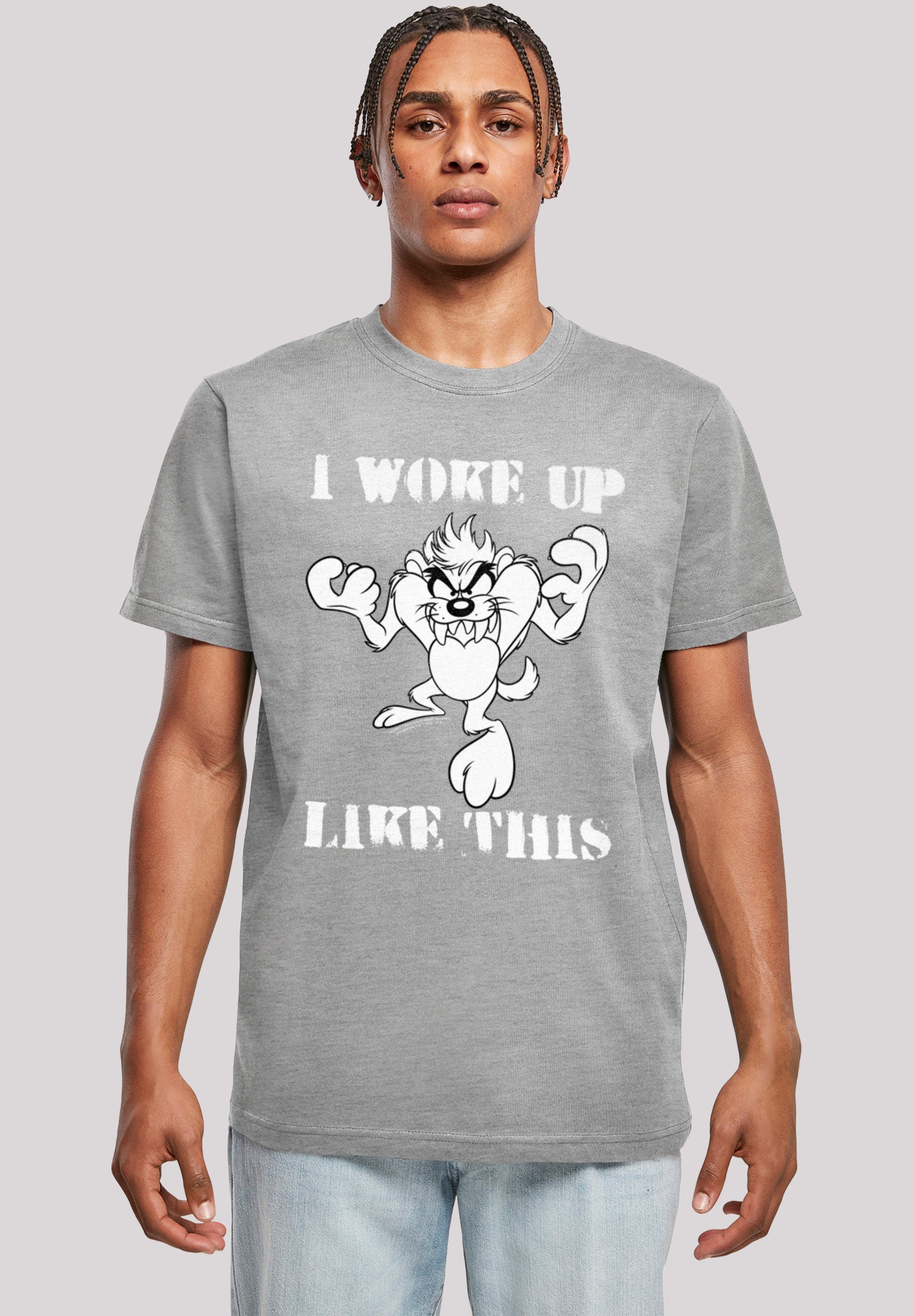 F4NT4STIC T-Shirt Looney Tunes Taz I Woke Up Like This Print heather grey