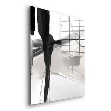 DOTCOMCANVAS® Acrylglasbild Artistic Brush Strokes - Acrylglas, Acrylglasbild Artistic Brush Strokes weiß schwarz Wandbild Kunstdruck