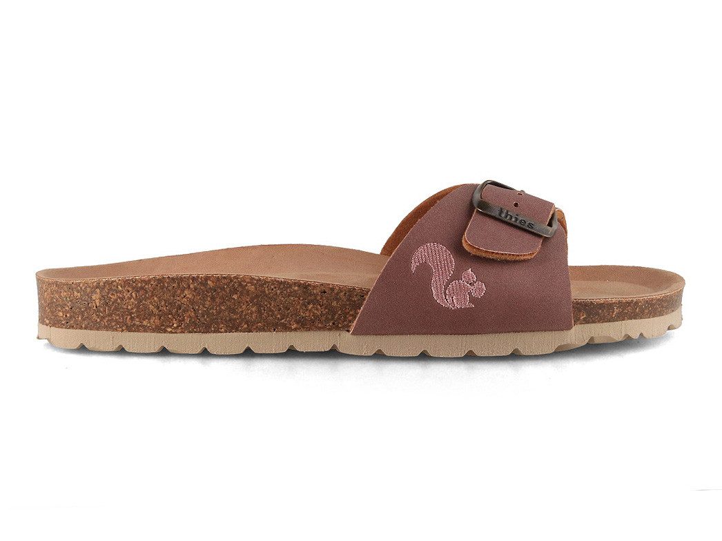 thies Pantoletten Eco Bio Strap Sandale, malva Hausschuh vegan