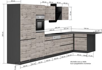 Kochstation Küche KS-Riesa, Stellbreite 490/153 cm, ohne E-Geräte