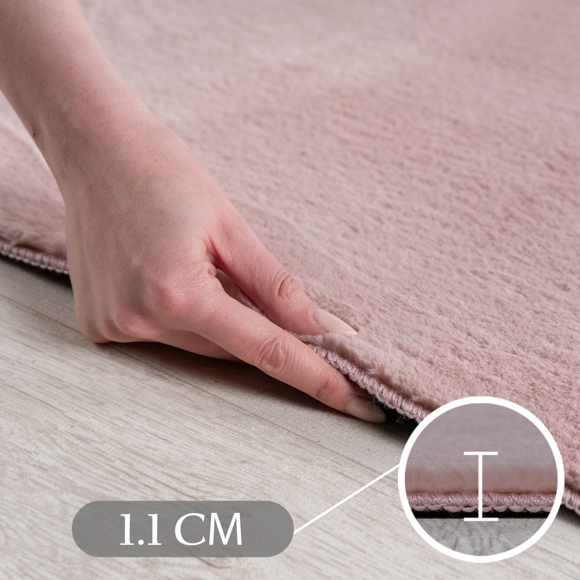 Teppium Teppich Unicolor - Einfarbig, Rund, Höhe: 11 mm, Kurzflor Teppich Anti-Rutsch Rückseite Waschbar Flauschiger