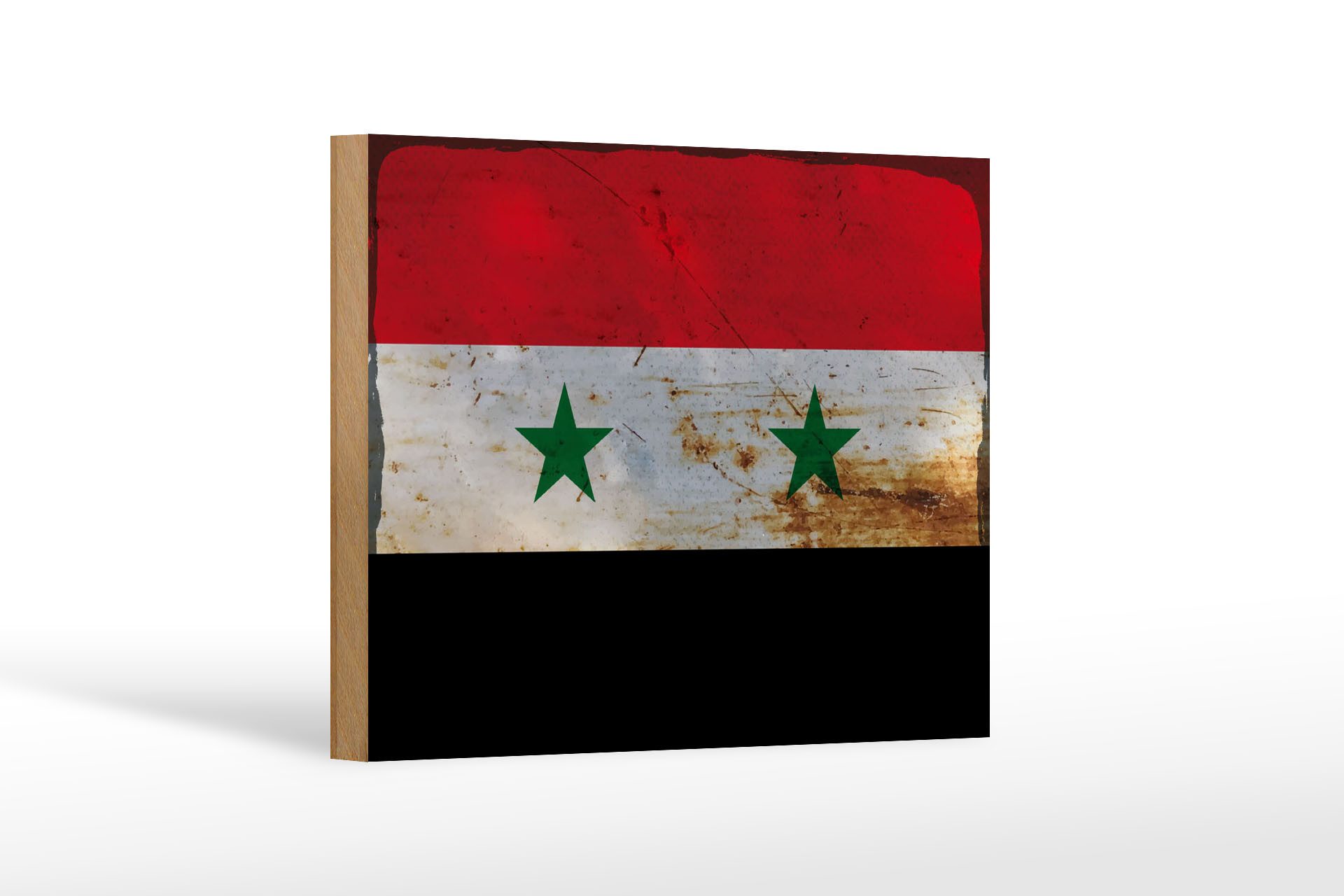 Femer GmbH Holzbild Flagge Syrien 18x12 cm Flag of Syria Rost, Flaggen (1 St), Glatte Holzfaserplatte (MDF), vorn beschichtet