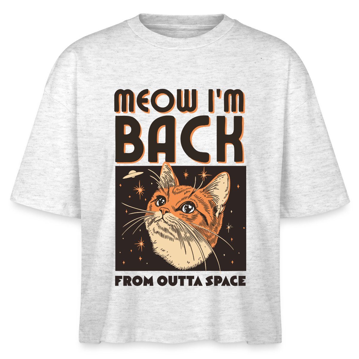 T-Shirt Lustiges Weltraum Katzen Motiv Boxy Shirt Damen