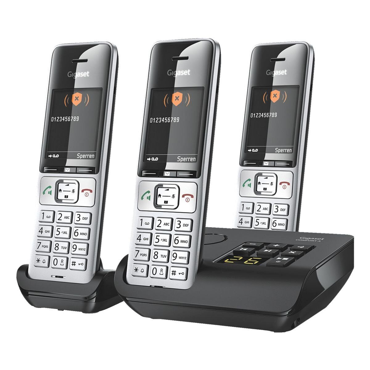 500A bis Schnurloses für trio DECT-Telefon (Mobilteile: Großes zu COMFORT Gigaset 3), Adressbuch 200 Kontakte