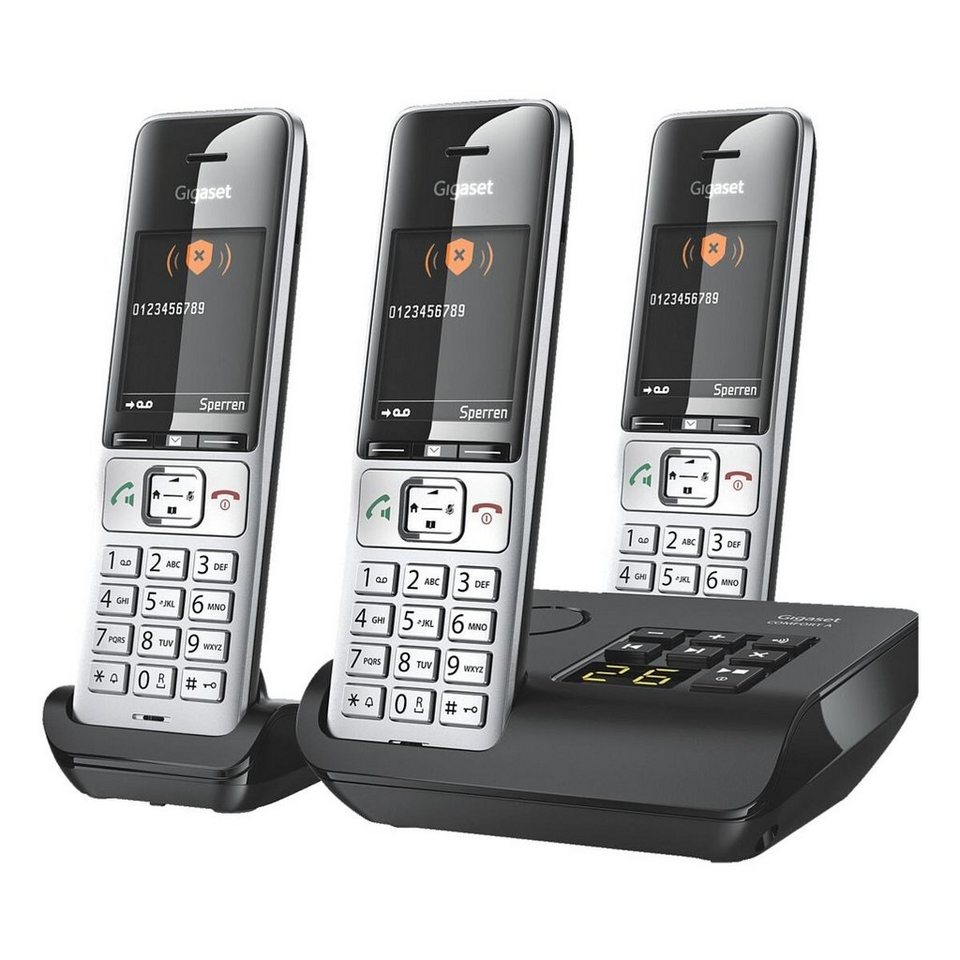 Gigaset COMFORT 500A trio Schnurloses DECT-Telefon (Mobilteile: 3), Großes  Adressbuch für bis zu 200 Kontakte