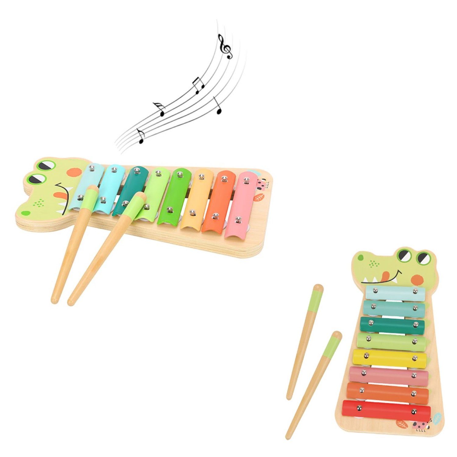 Tooky Toy Spielzeug-Musikinstrument Musikspielzeug Xylophon, TF570 Holz zwei Klangstäbe acht Töne