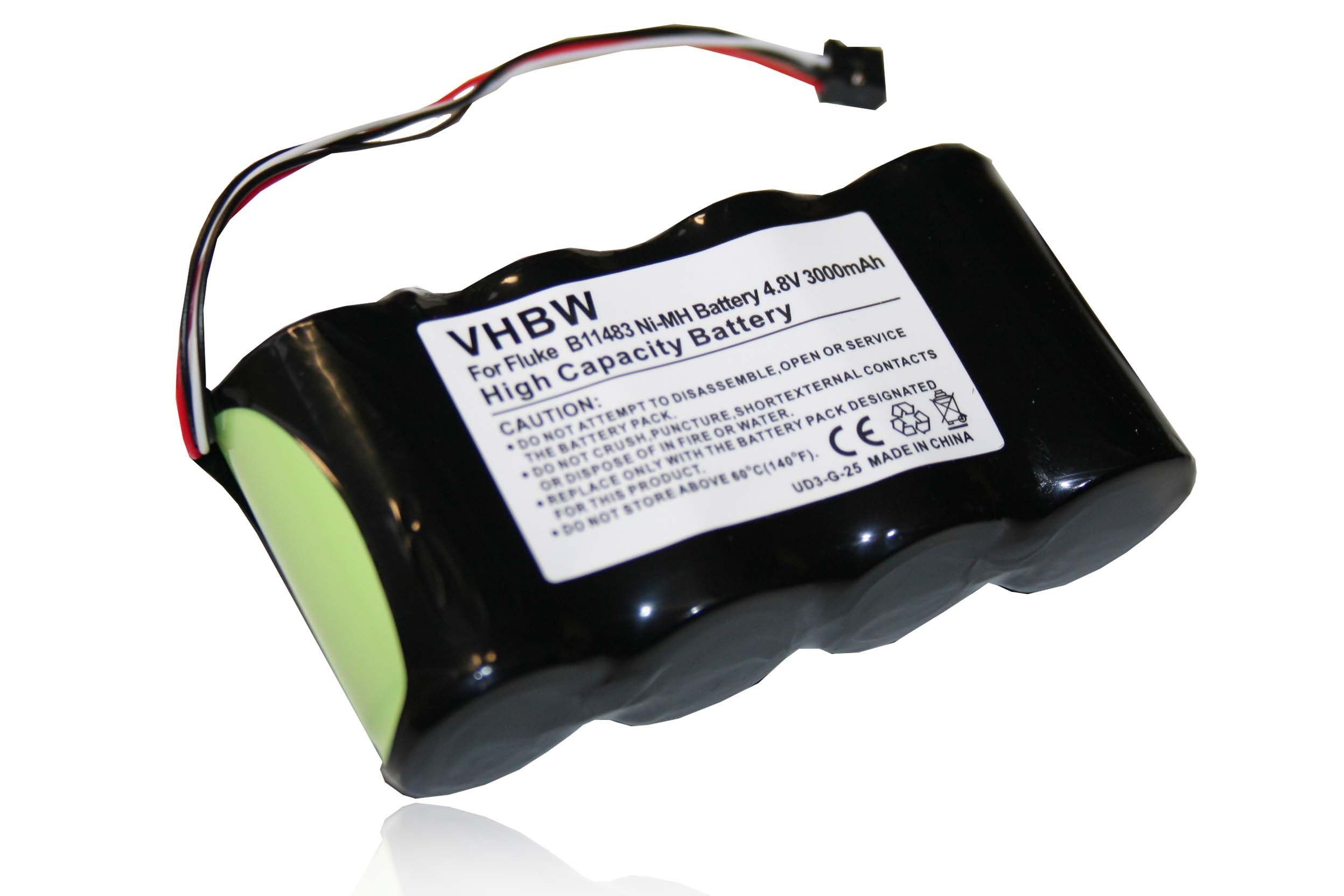 vhbw kompatibel mit 120, NiMH 3000 Akku (4,8 125 V) 003S, mAh 125 43, Fluke 43B