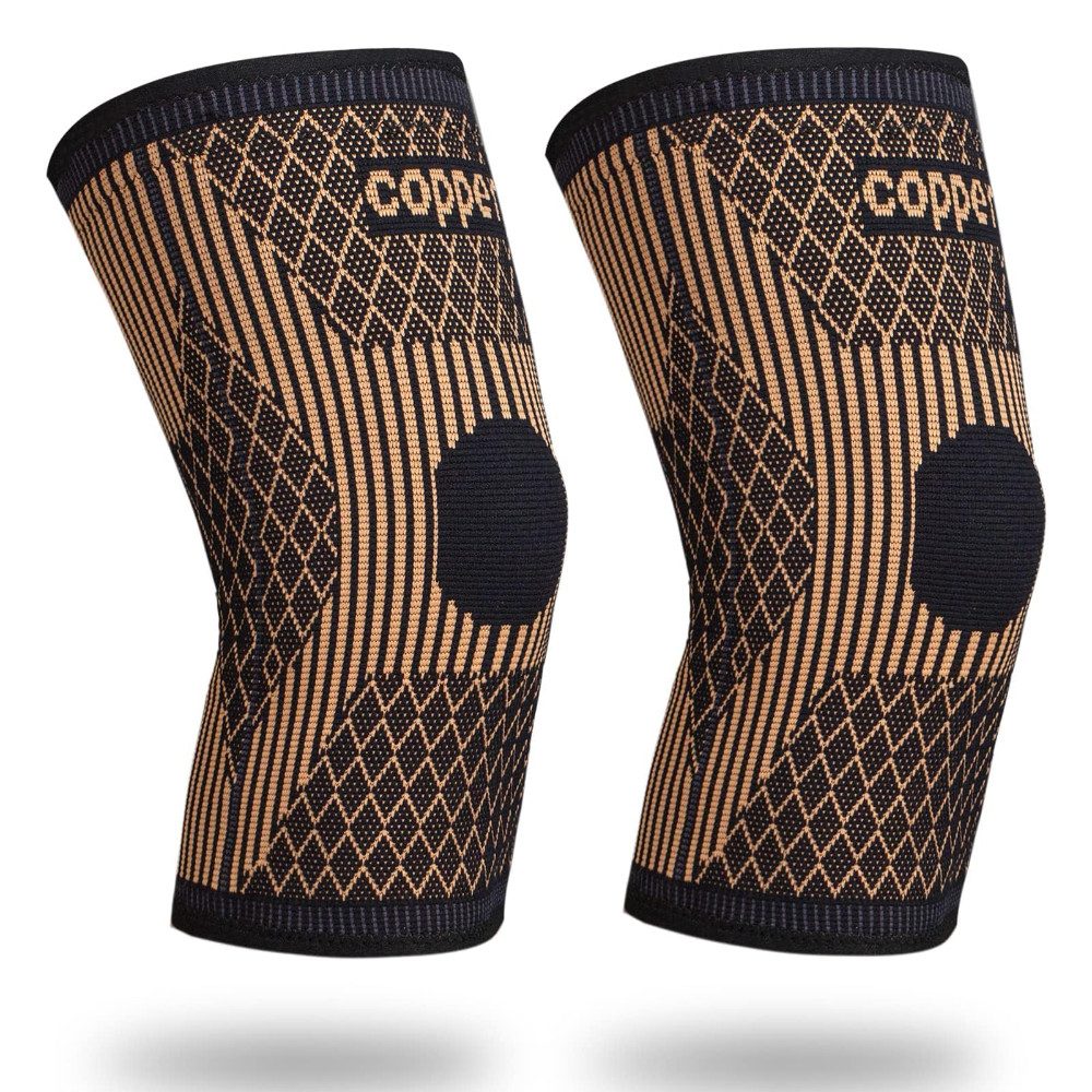 Blusmart Kniebandage Kniebandagen aus Kupfer, Unisex, 2er-Pack (Kniestütze, Bequem und atmungsaktiv), Kompressionsmanschette für Sport, Knieschmerzlinderung