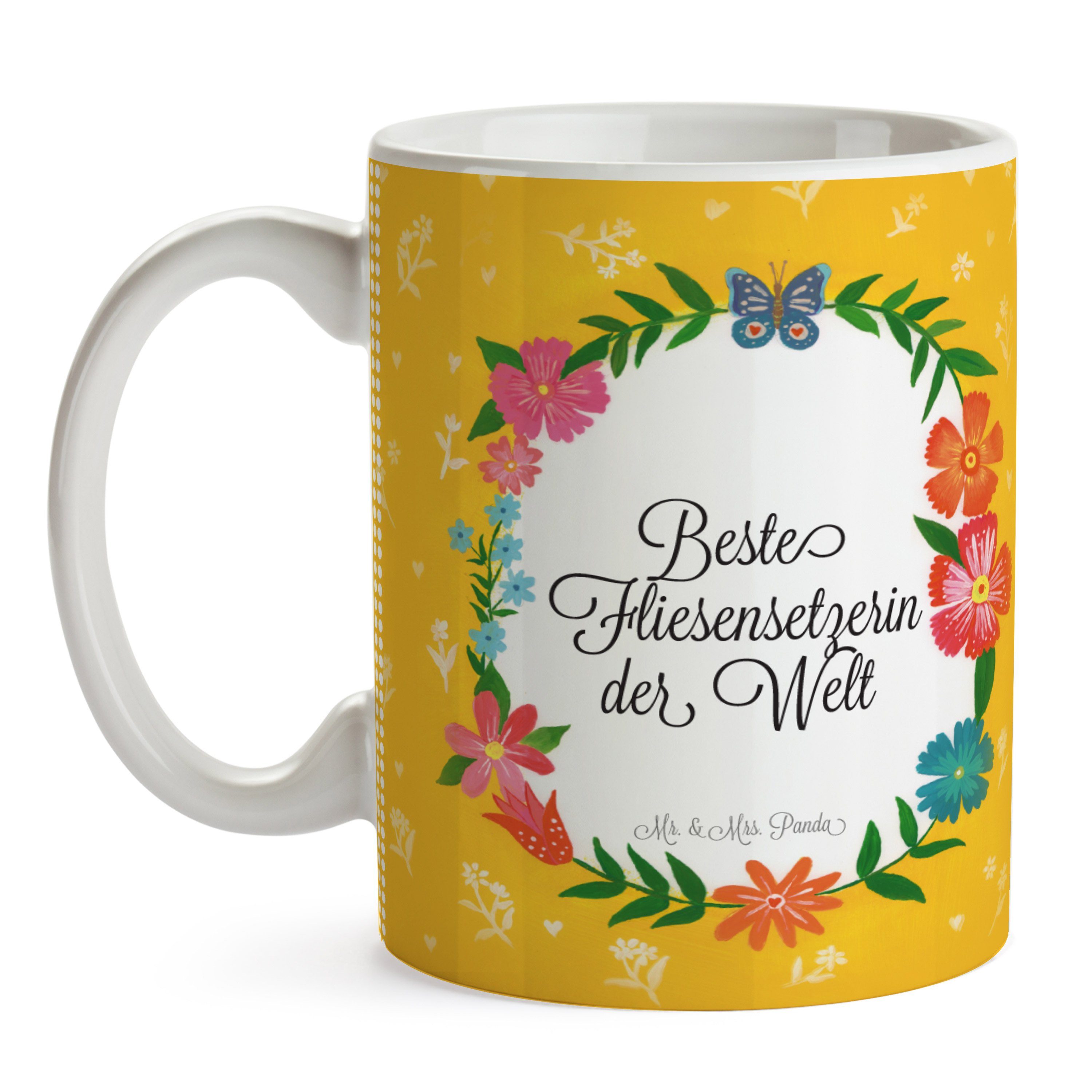 Keramik Mr. Fliesensetzerin Tasse, Geschenk, Tasse Panda K, & - Büro Abschied, Mrs. Teebecher, Tasse,