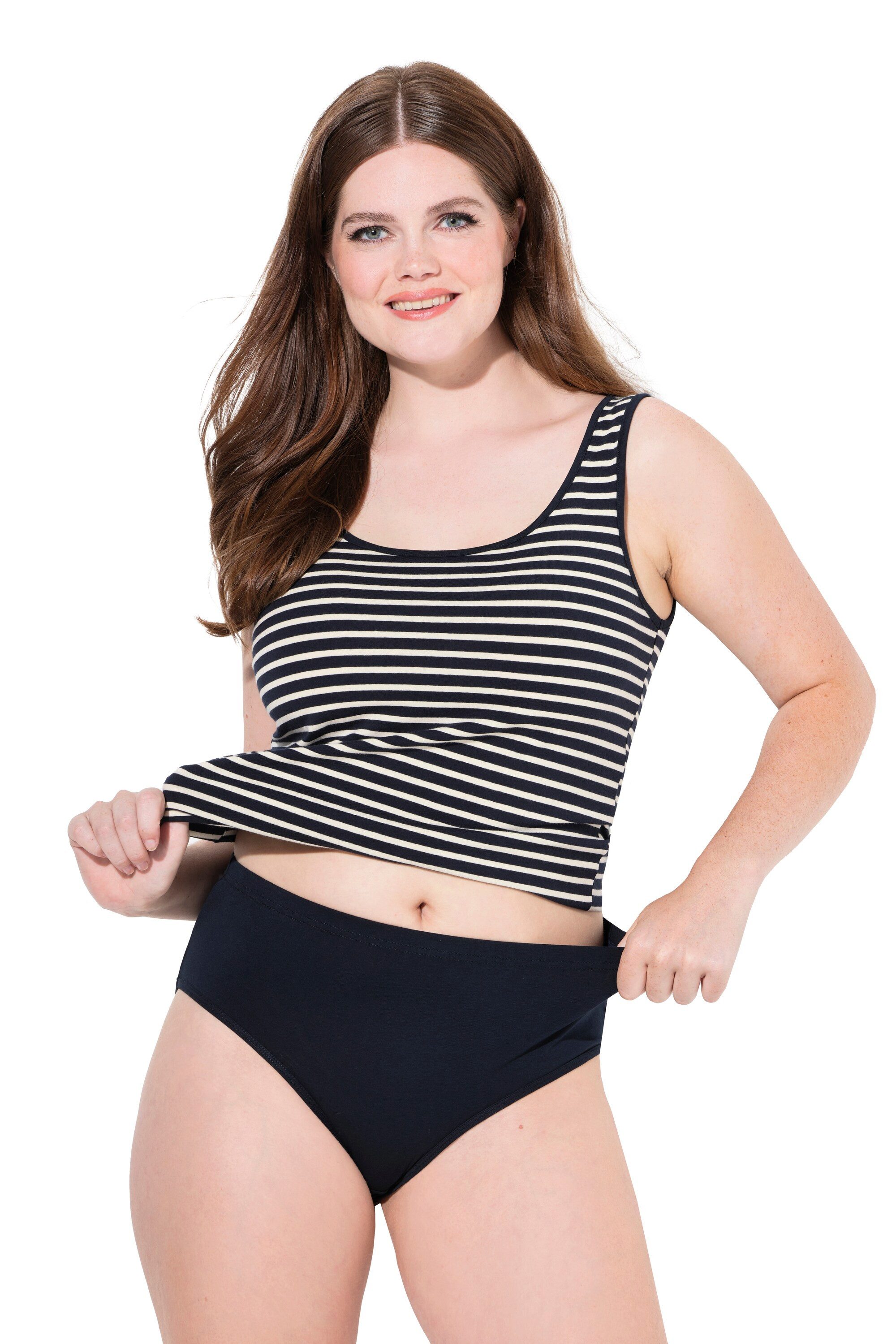 Ulla Popken Slip Slip 2er-Pack Ringel/uni Biobaumwolle