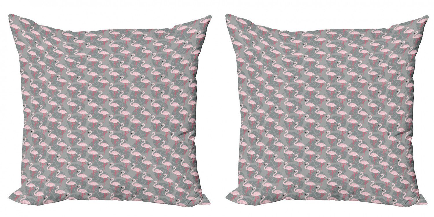 Digitaldruck, Stück), Wildlife Abakuhaus Baum-Blätter Kissenbezüge Flamingo Accent Doppelseitiger (2 Modern