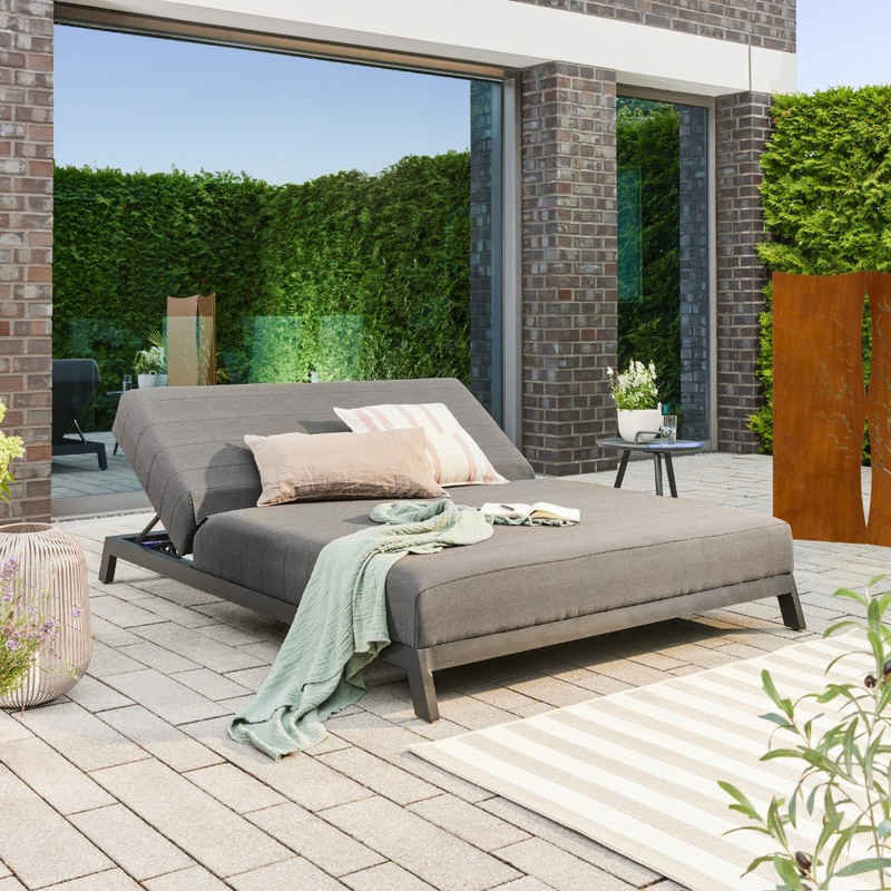 HOME DELUXE Doppelliege Sonnenliege VALENCIA, Gartenlounge mit bequemer Polsterung I Loungeliege, Gartenliege